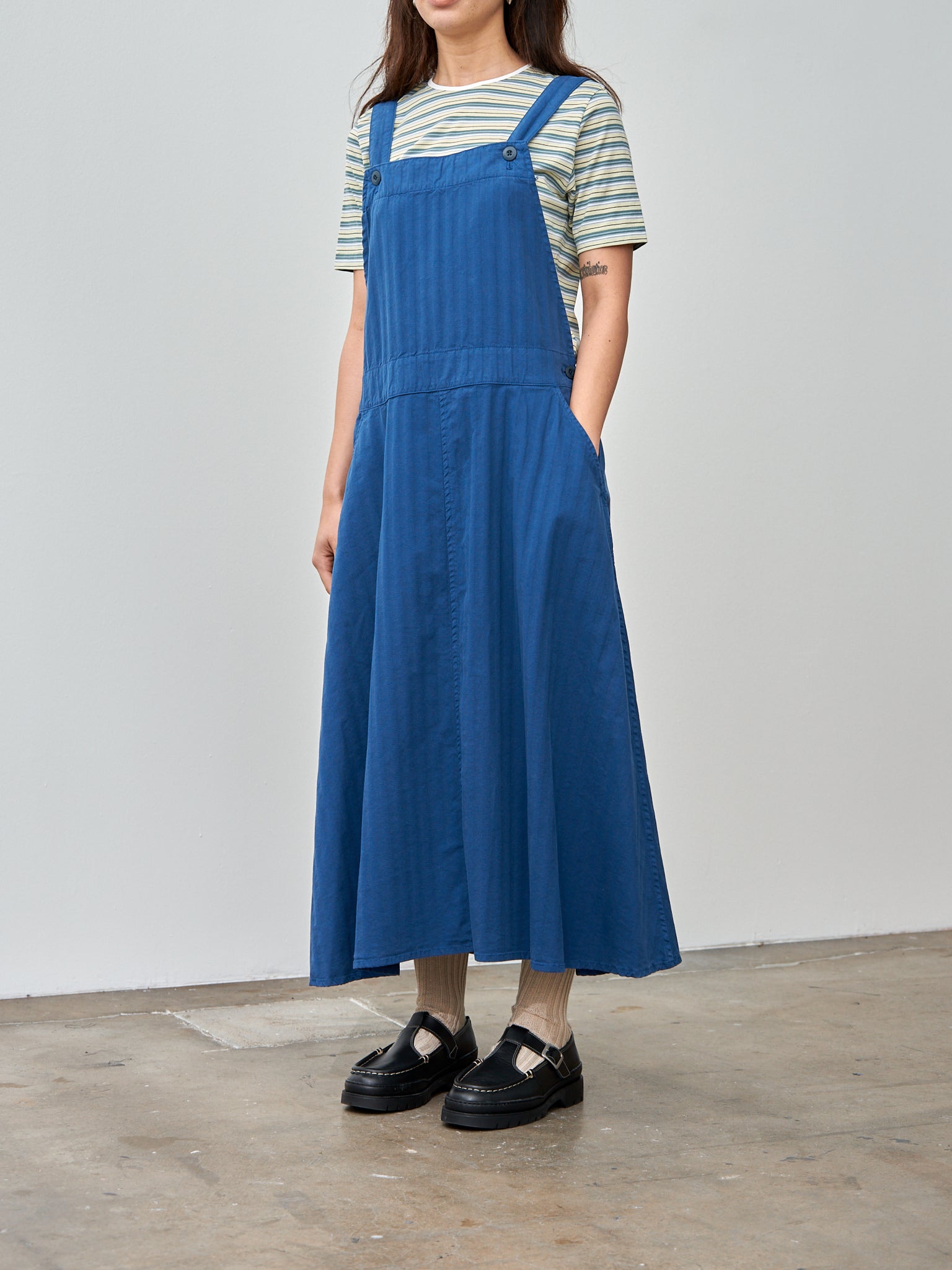 Namu Shop - ts(s) Garment Dyed Wide Herringbone Bib Overall Skirt - Royal