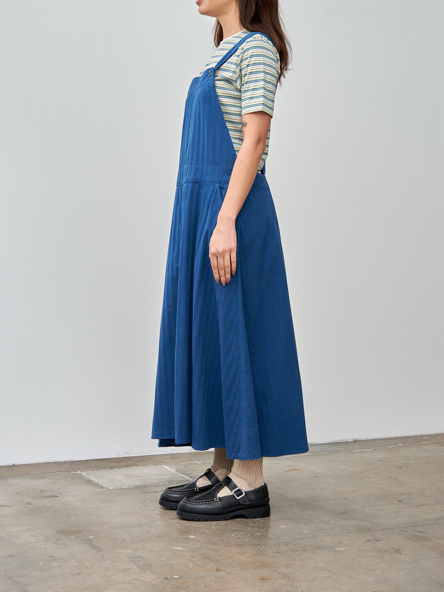 Namu Shop - ts(s) Garment Dyed Wide Herringbone Bib Overall Skirt - Royal
