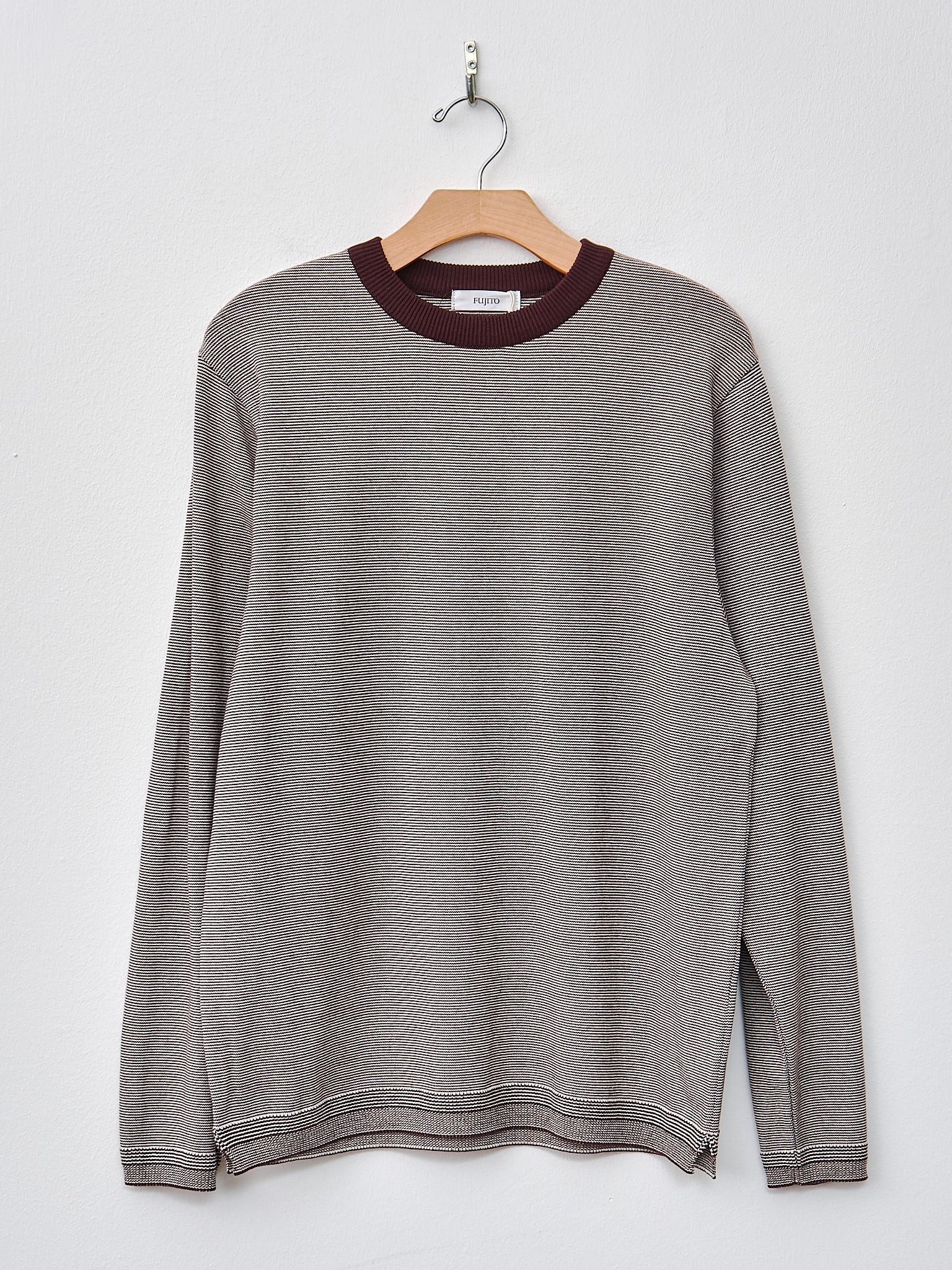 Namu Shop - Fujito L/S Knit T-Shirt - Wine Border