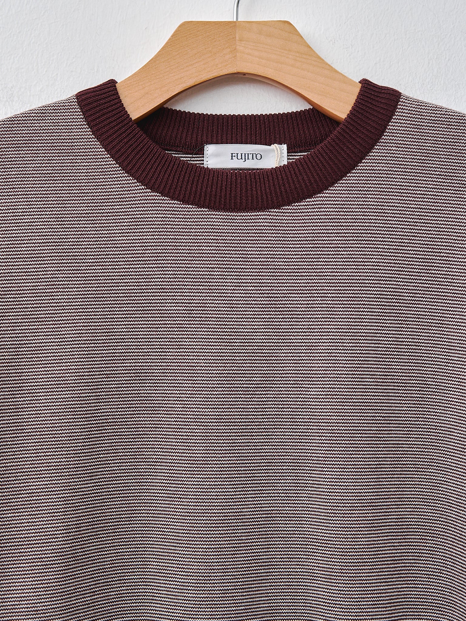 Namu Shop - Fujito L/S Knit T-Shirt - Wine Border