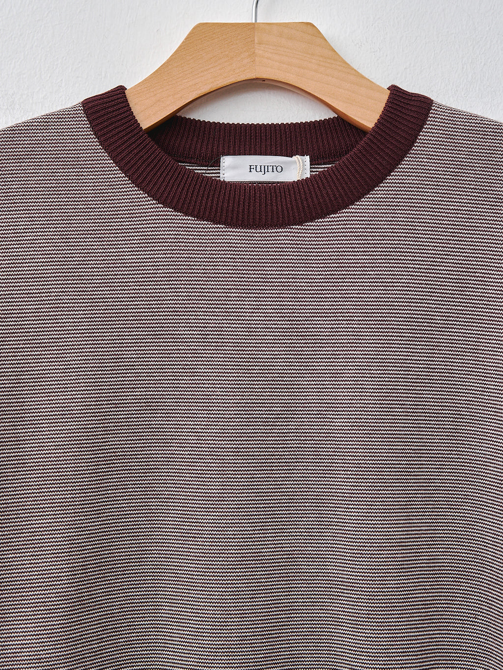 Namu Shop - Fujito L/S Knit T-Shirt - Wine Border
