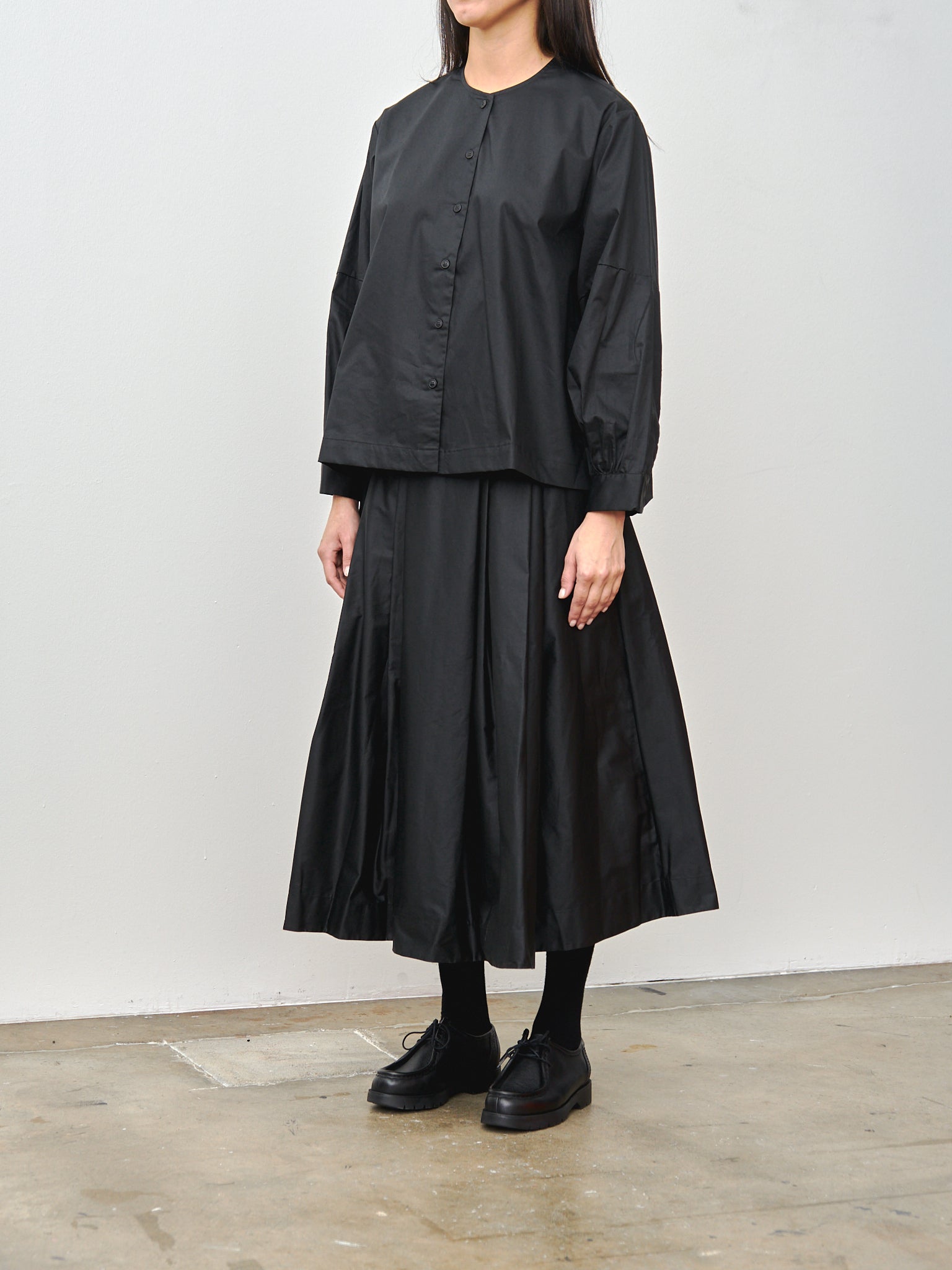 Namu Shop - Casey Casey Biggy Col Bias Shirt - Black