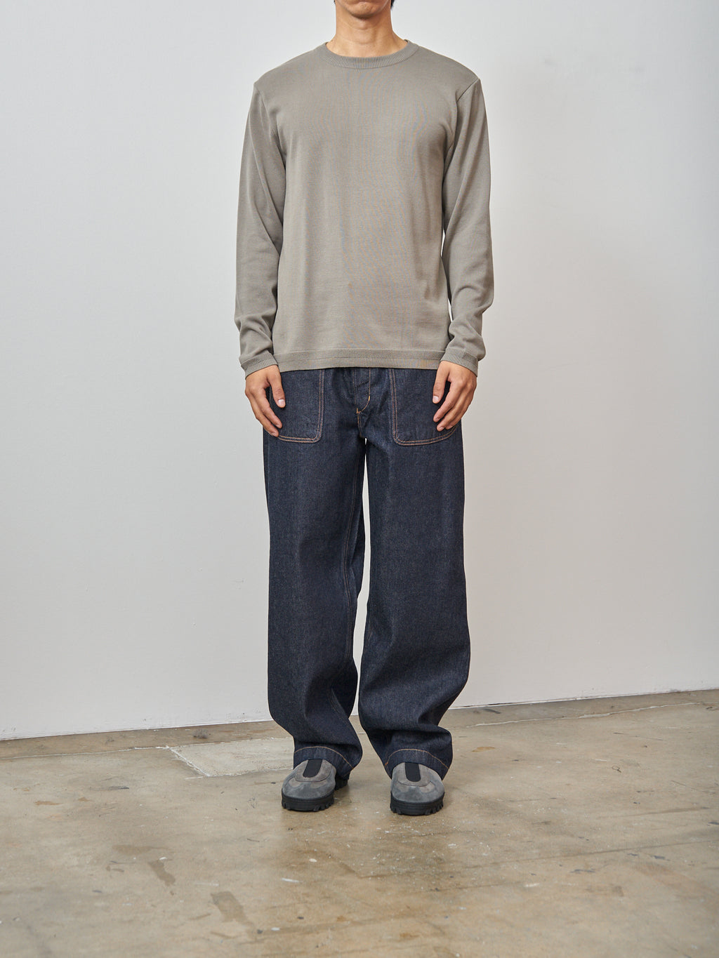 Namu Shop - Fujito L/S Knit T-Shirt - Gray