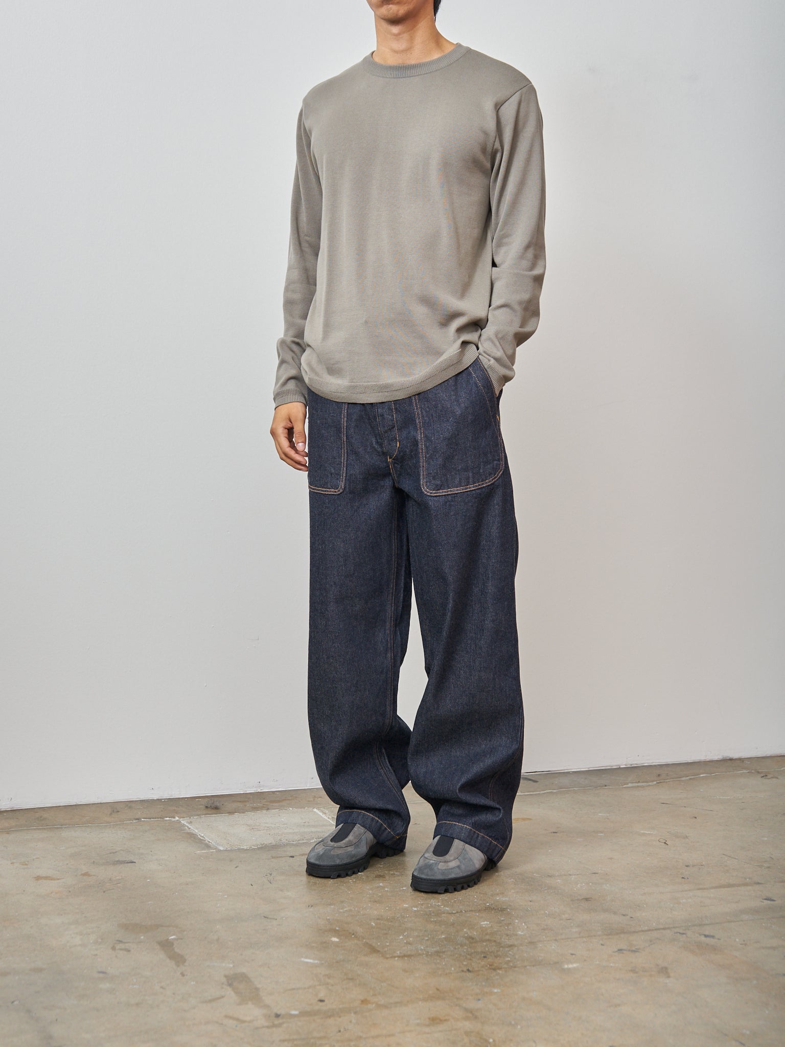 Namu Shop - Fujito L/S Knit T-Shirt - Gray