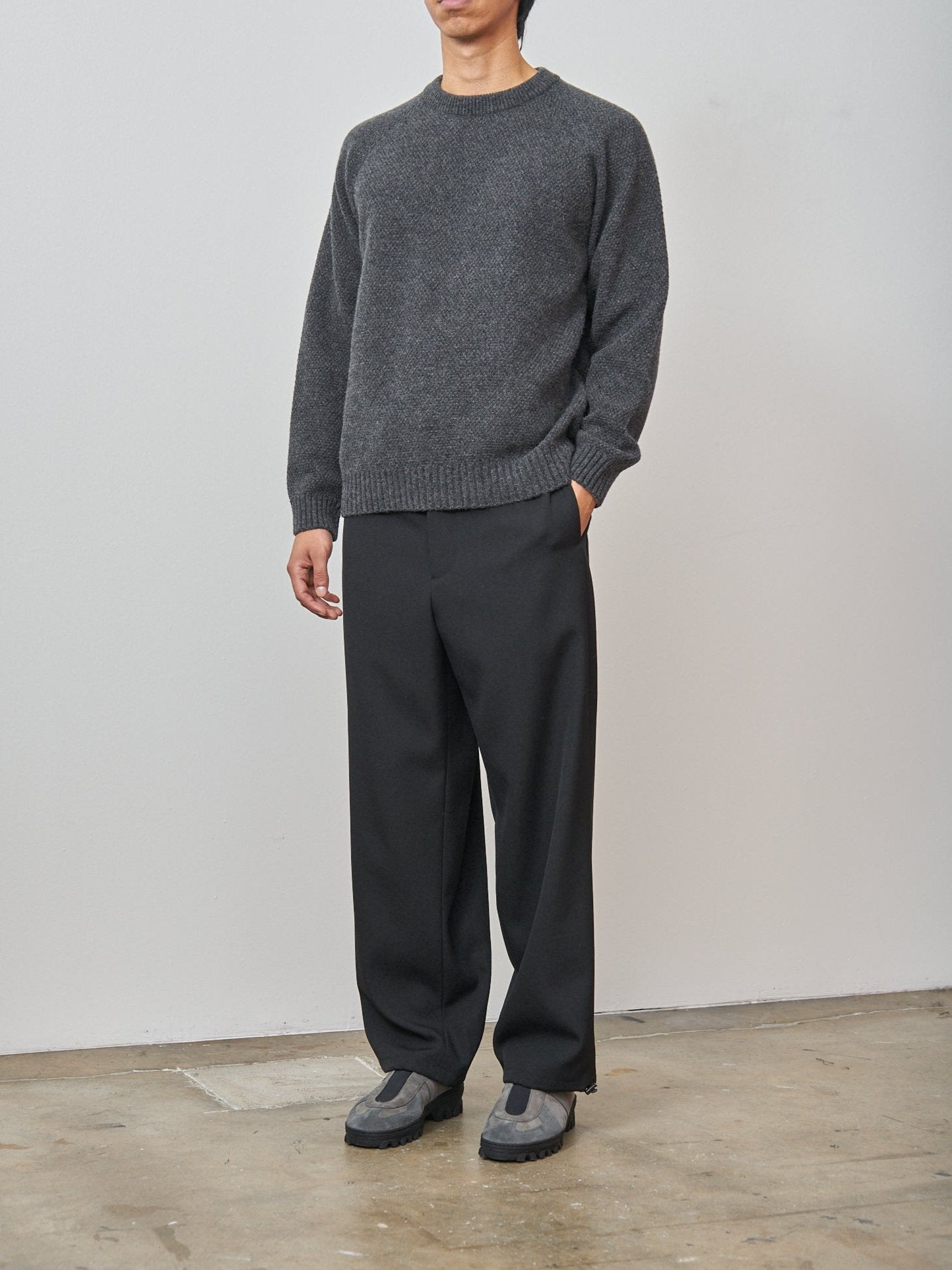 Namu Shop - Aton Back Satin Wool Utility Pants - Black