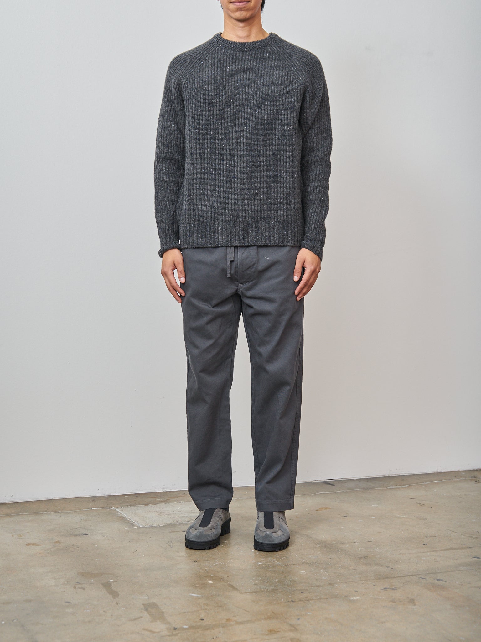 Namu Shop - Fujito Rib Knit Sweater - Charcoal