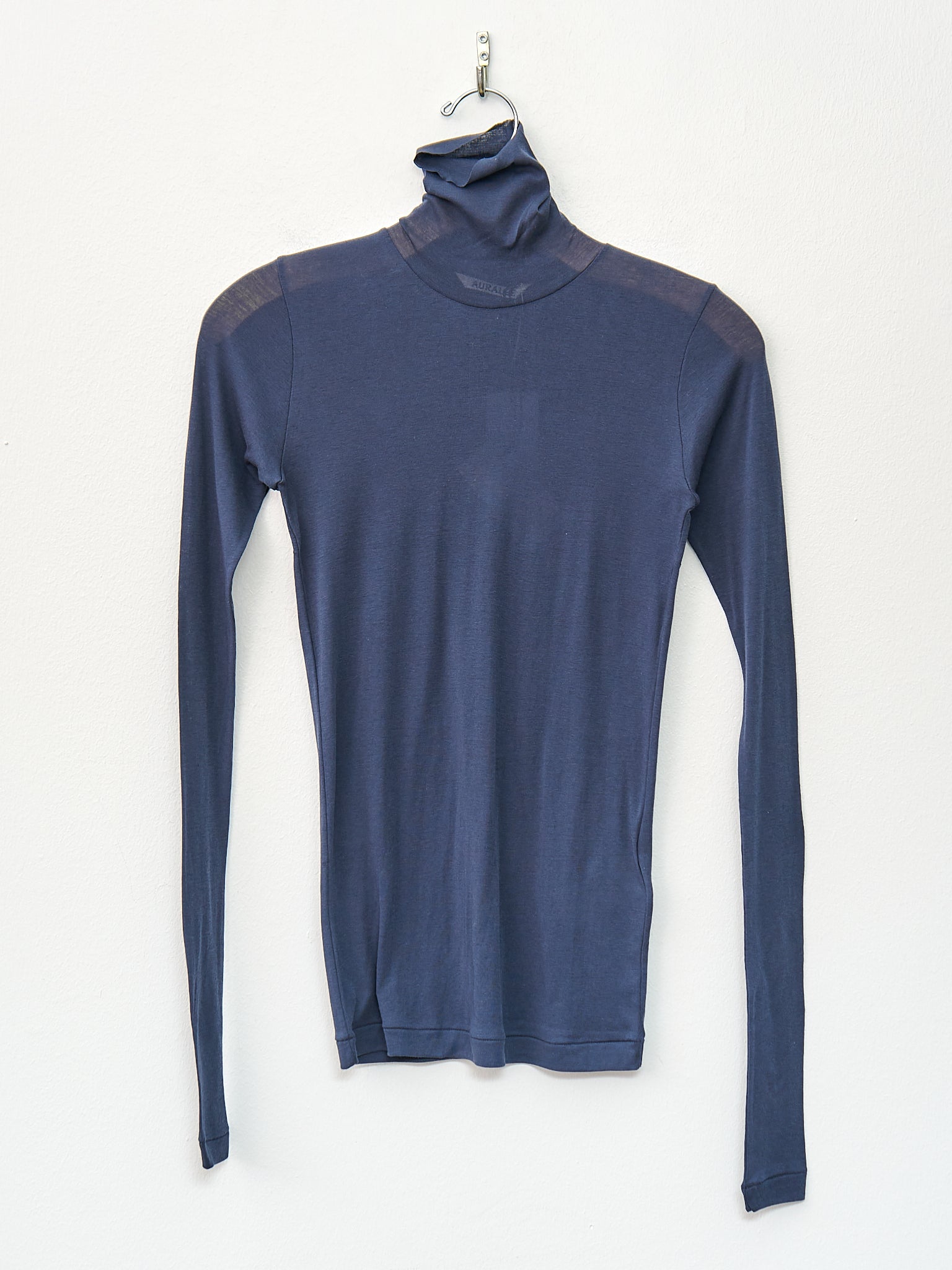 Namu Shop - Auralee High Gauge Sheer Rib Turtle Neck L/S Tee - Navy