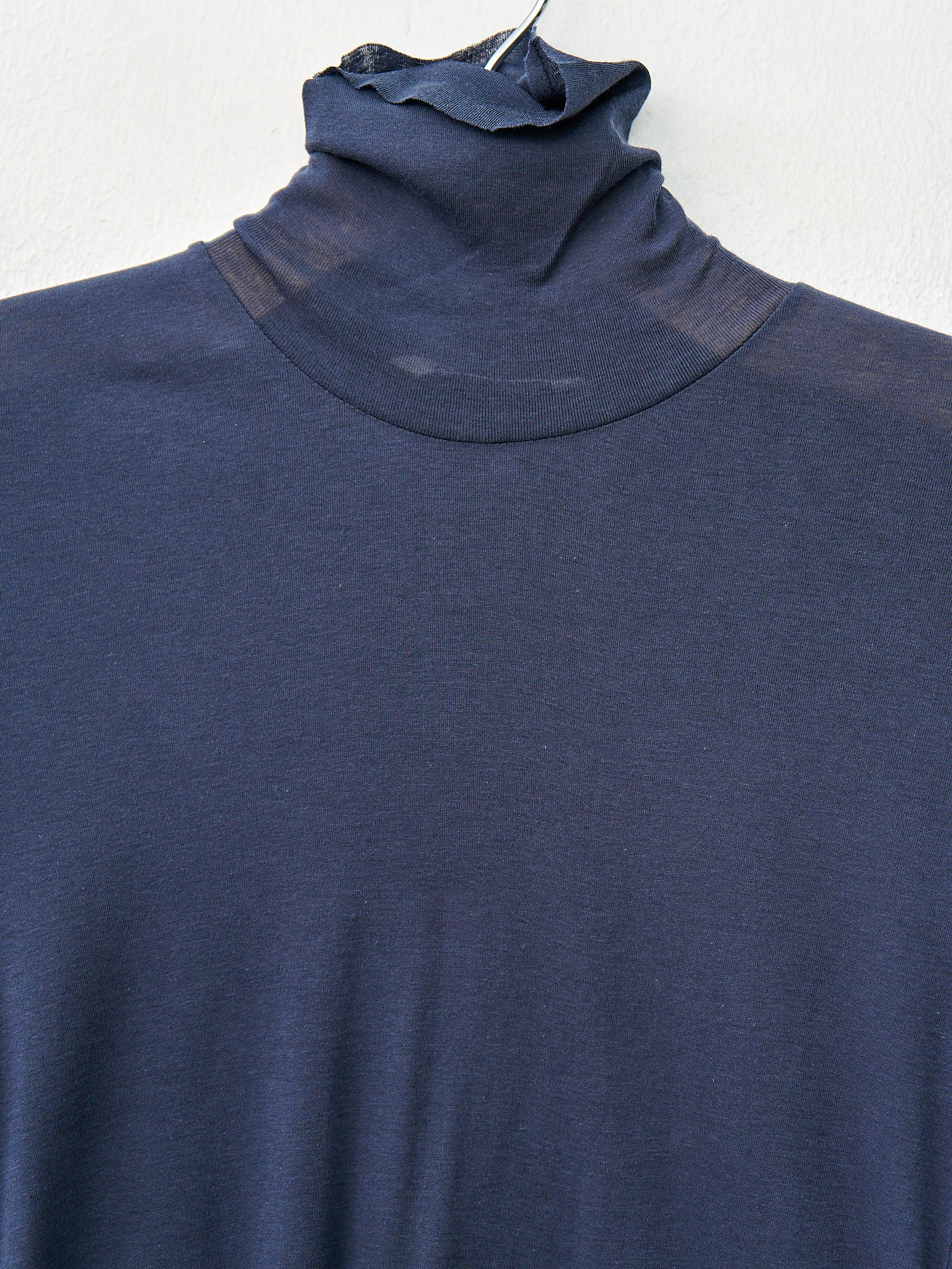 Namu Shop - Auralee High Gauge Sheer Rib Turtle Neck L/S Tee - Navy