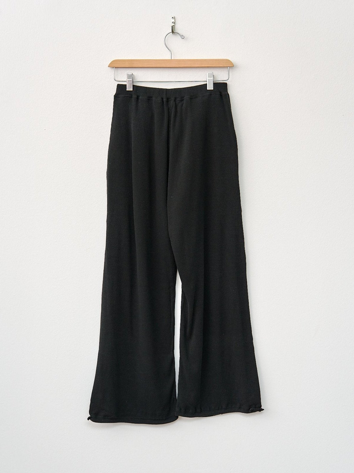 Namu Shop - Unfil Stretch Raw Silk Ribbed Jersey Wide Leg Pants - Black