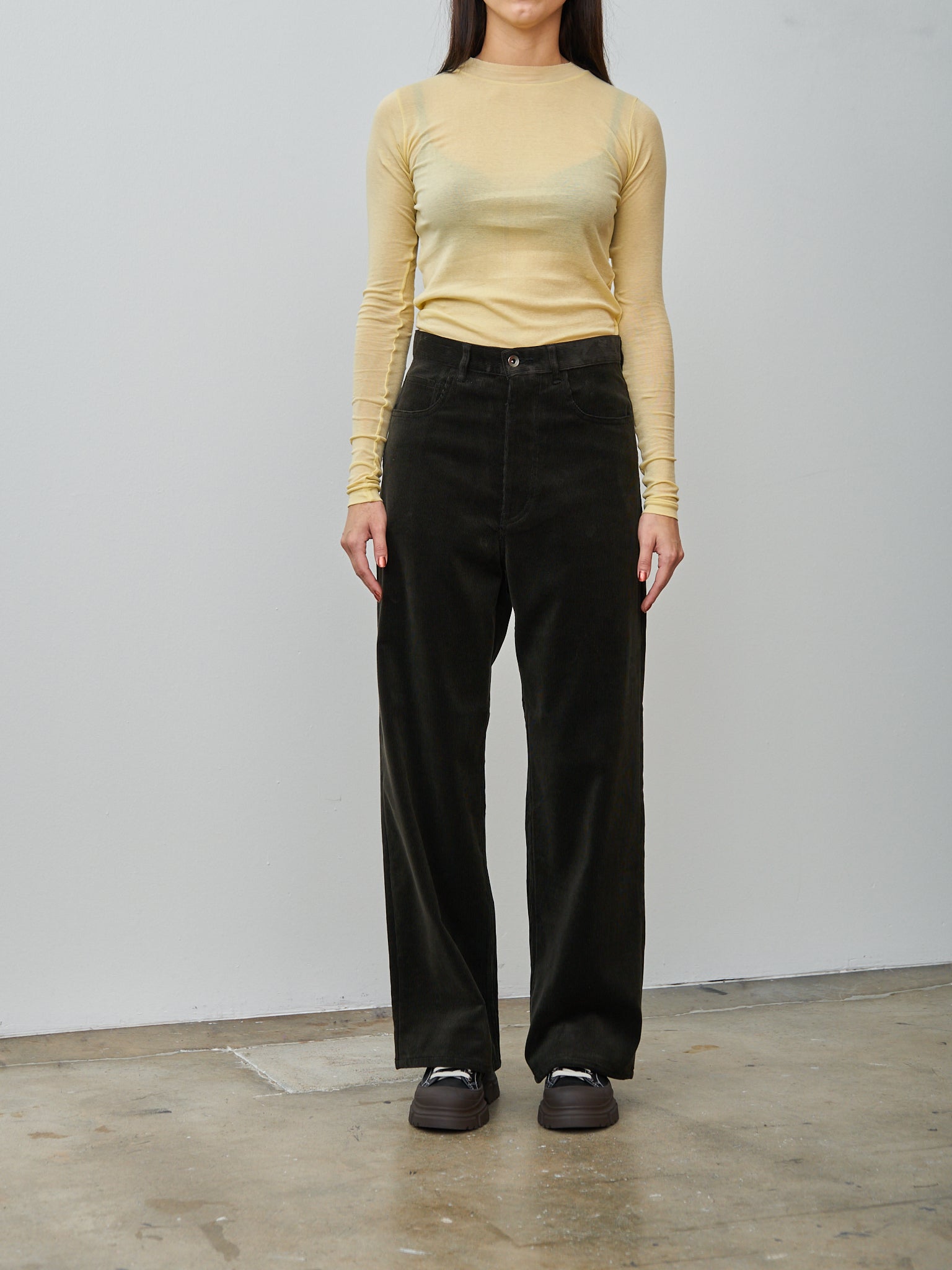 Namu Shop - Auralee High Gauge Sheer Rib L/S Tee - Yellow