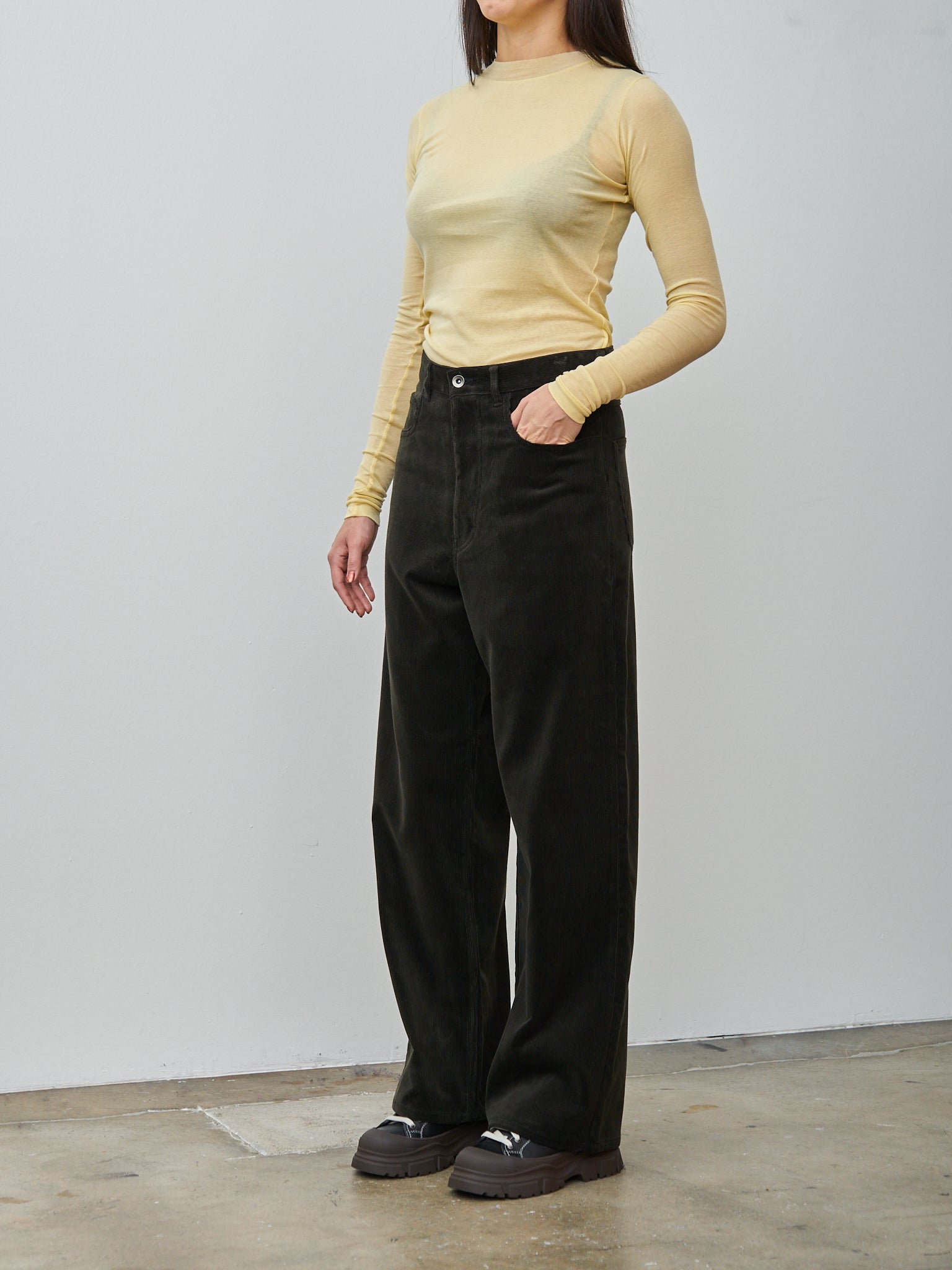 Namu Shop - Auralee High Gauge Sheer Rib L/S Tee - Yellow