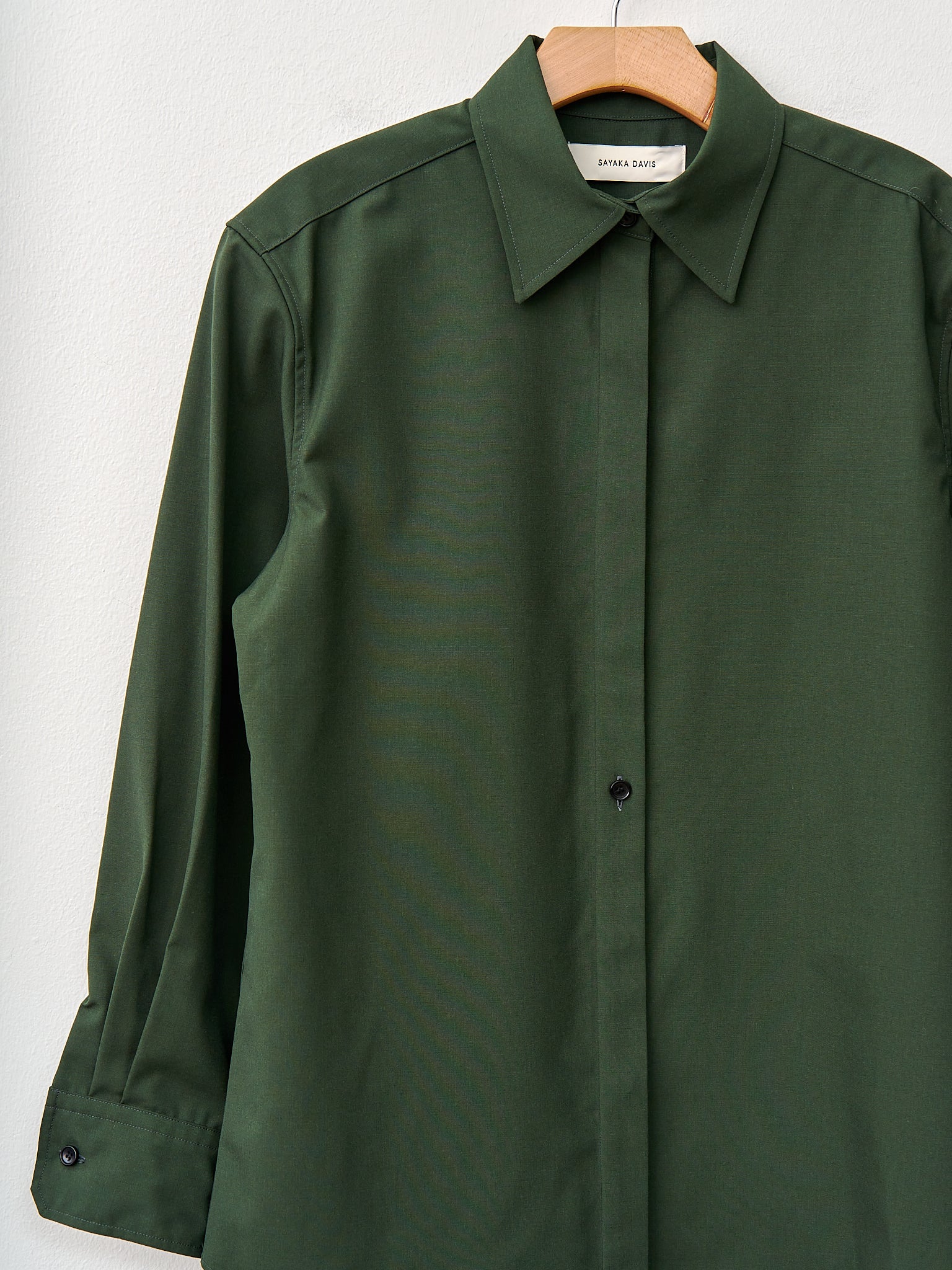 Namu Shop - Sayaka Davis Slim Wool Shirt - Pine