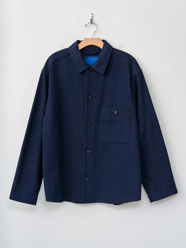 Namu Shop - Document Indigo Wool Cotton French Shirting Jacket - Navy