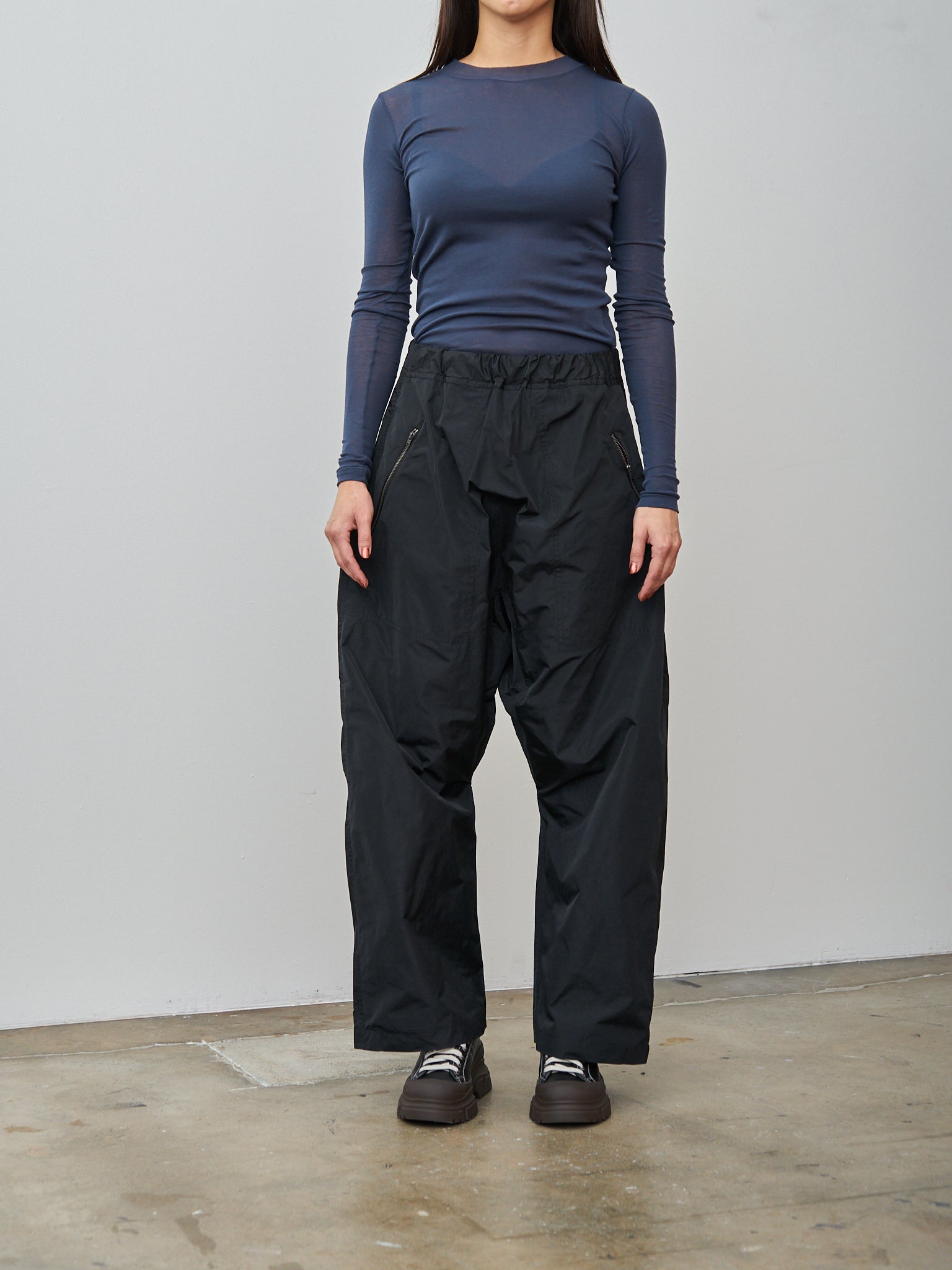 Namu Shop - Auralee High Gauge Sheer Rib L/S Tee - Navy