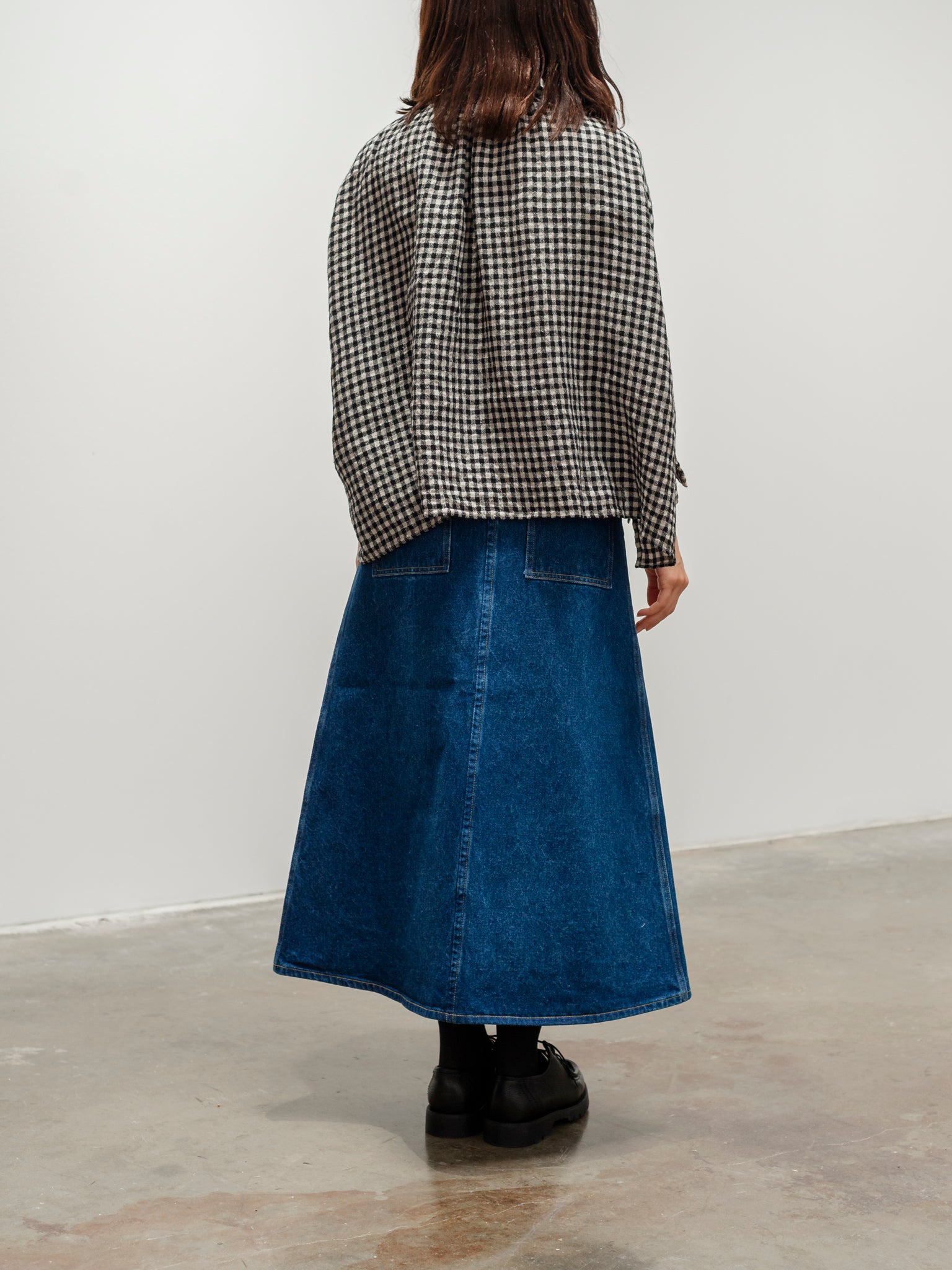 Namu Shop - Veritecoeur L/W Check Blouse - Cream x Black