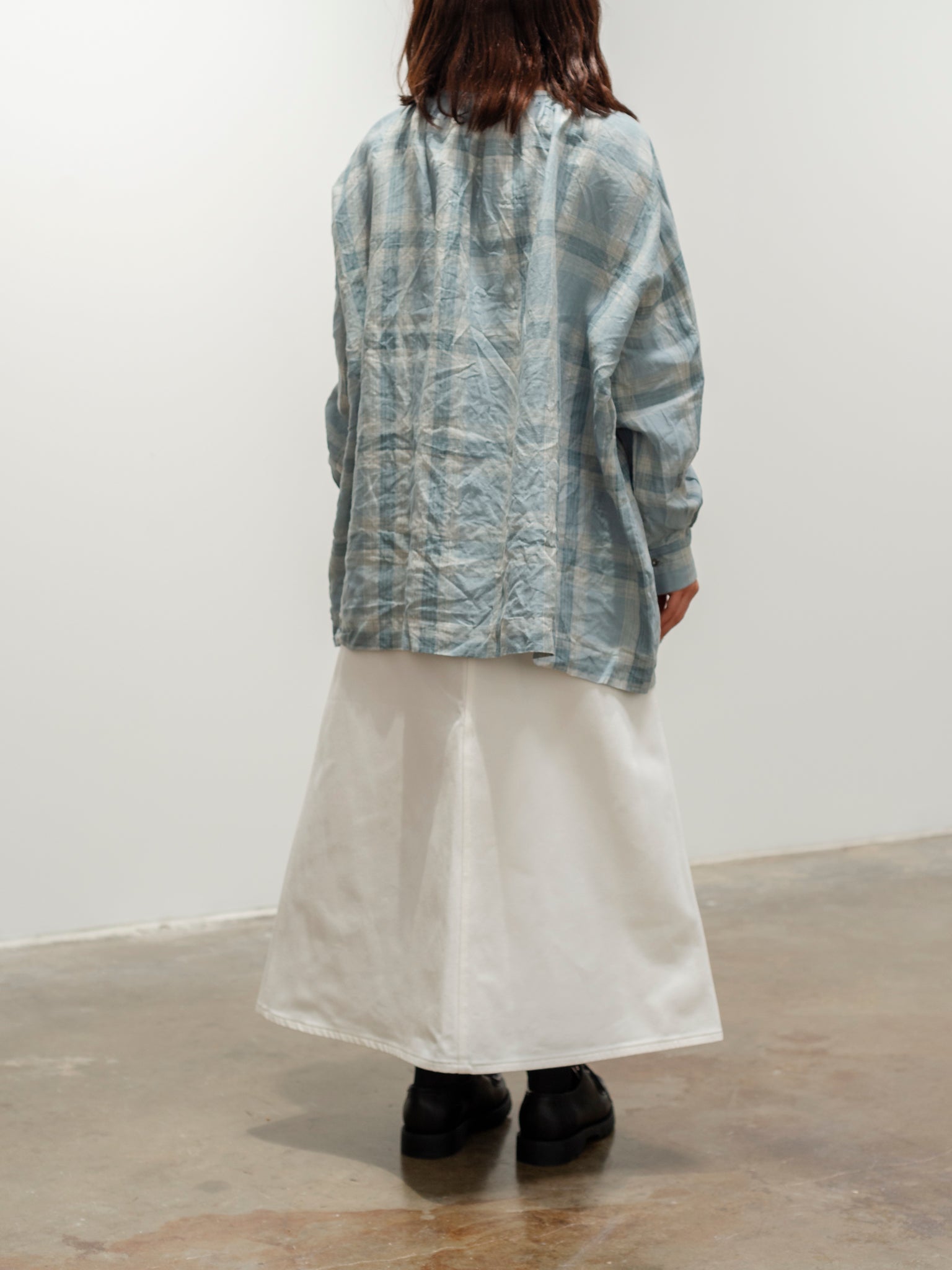 Namu Shop - Ichi Antiquites Linen Check Blouse - Sax Blue