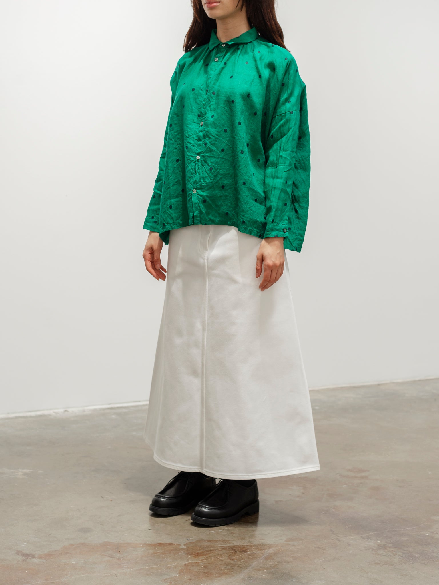 Namu Shop - Ichi Antiquites Linen Dot Shirt - Green x Black