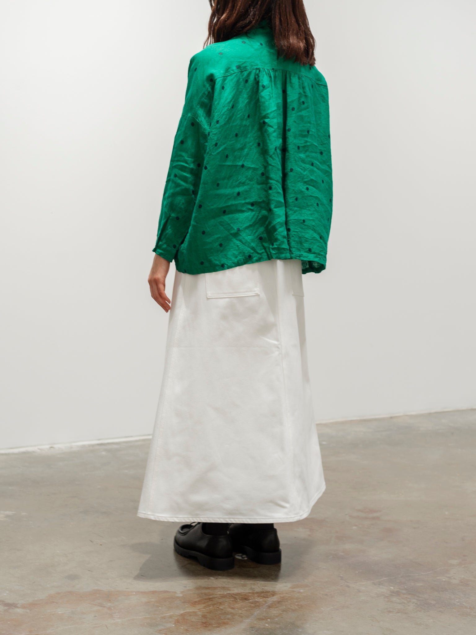 Namu Shop - Ichi Antiquites Linen Dot Shirt - Green x Black