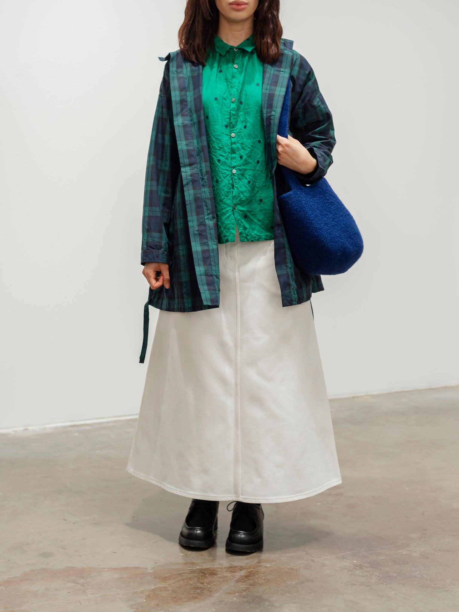 Namu Shop - Ichi Antiquites Linen Dot Shirt - Green x Black