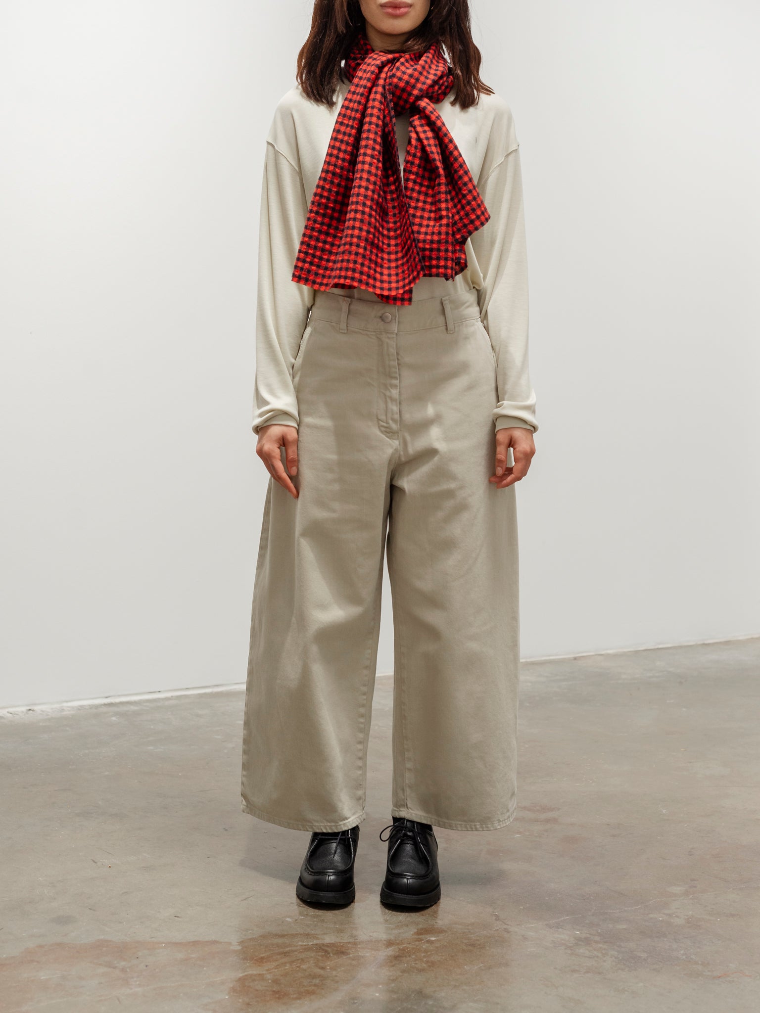 Namu Shop - Veritecoeur L/W Check Stole - Red Navy
