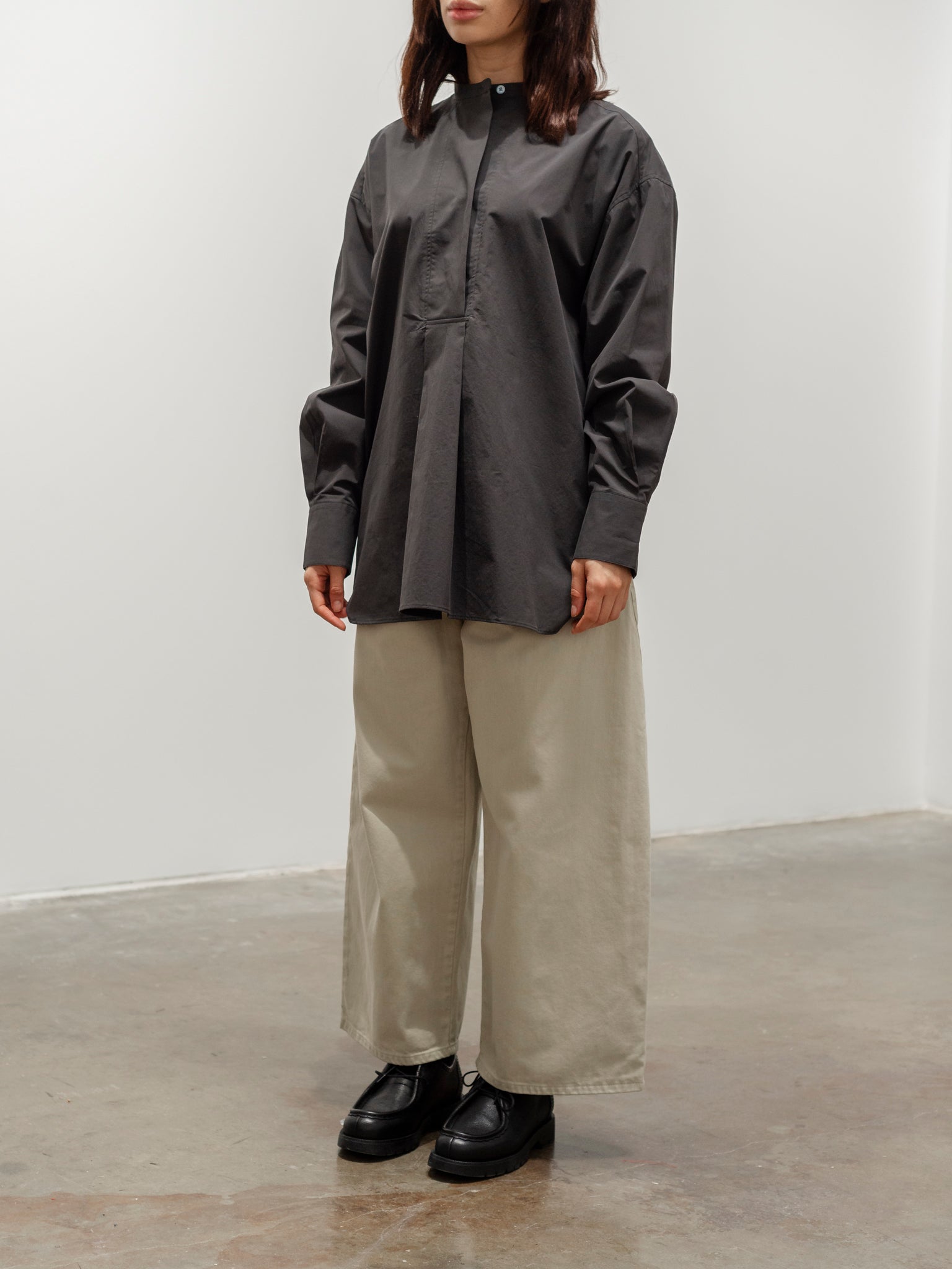 Namu Shop - Studio Nicholson Frink Half Placket Shirt - Asphalt
