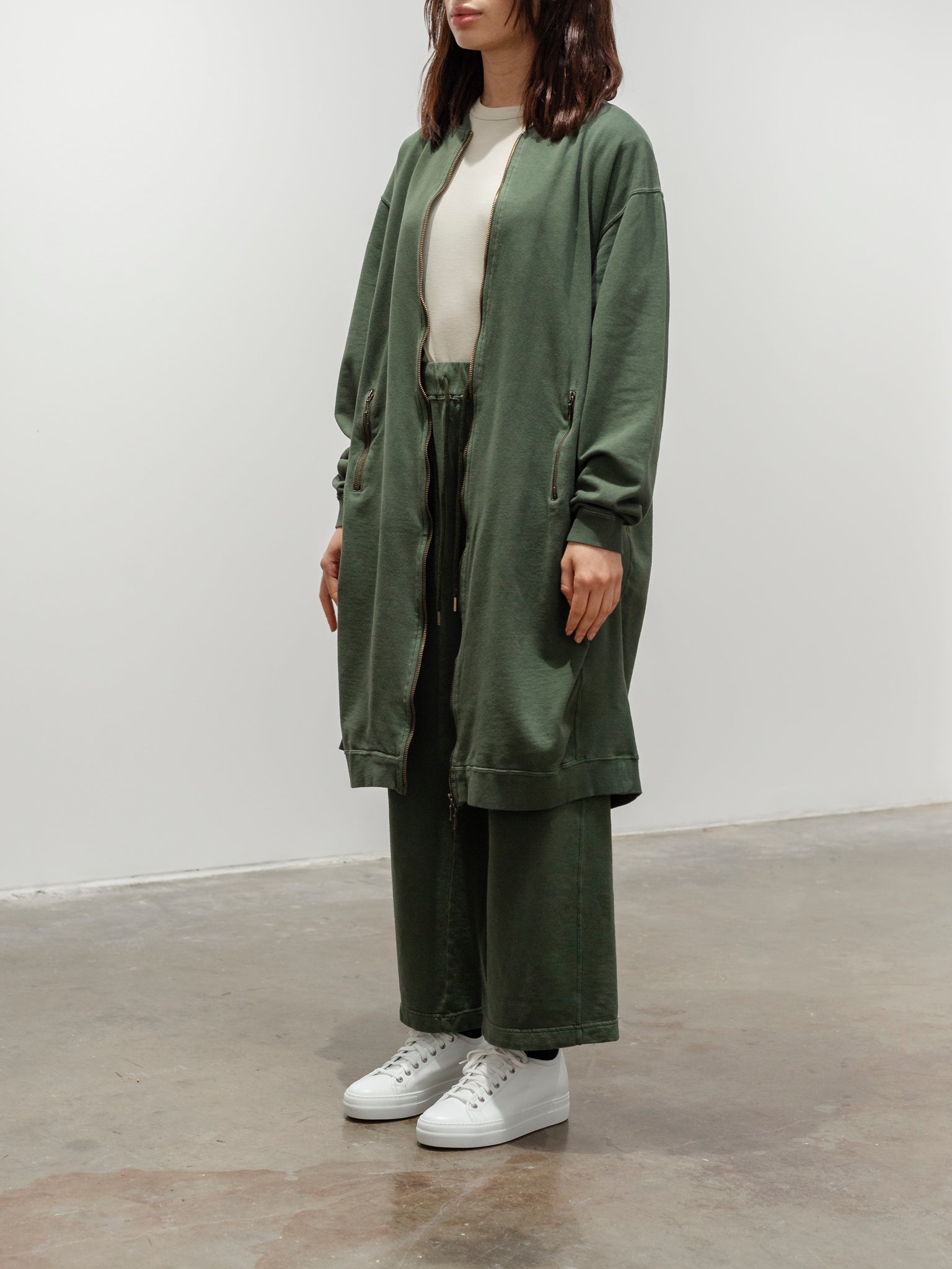 Namu Shop - Ichi Antiquites Pigment French Terry Long Zip Blouson - Green