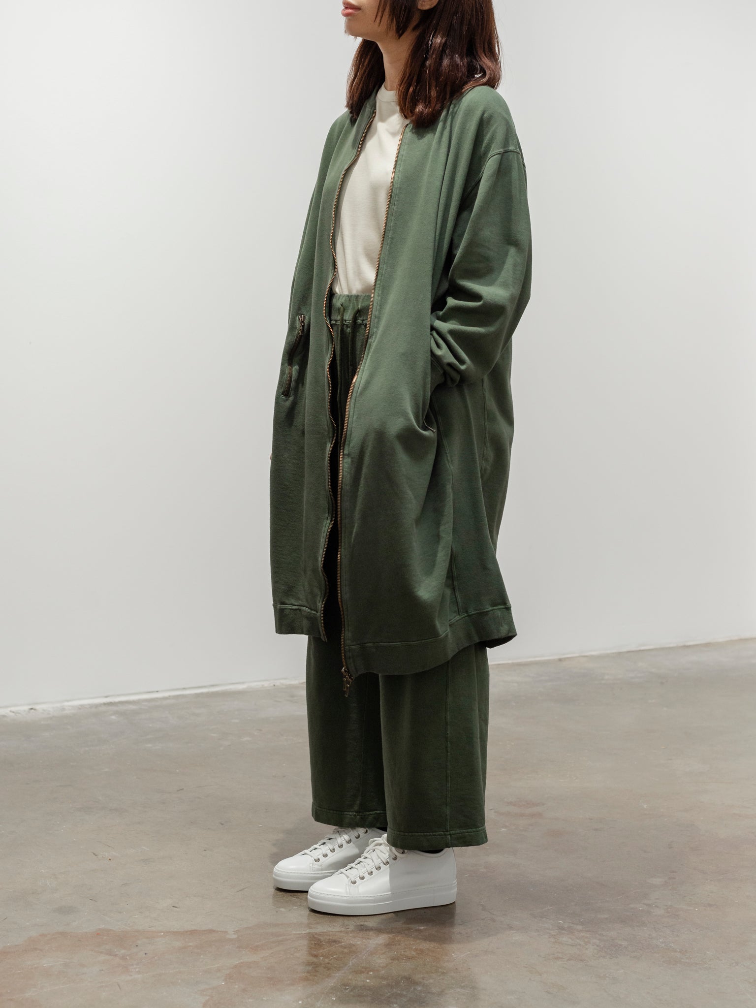 Namu Shop - Ichi Antiquites Pigment French Terry Long Zip Blouson - Green