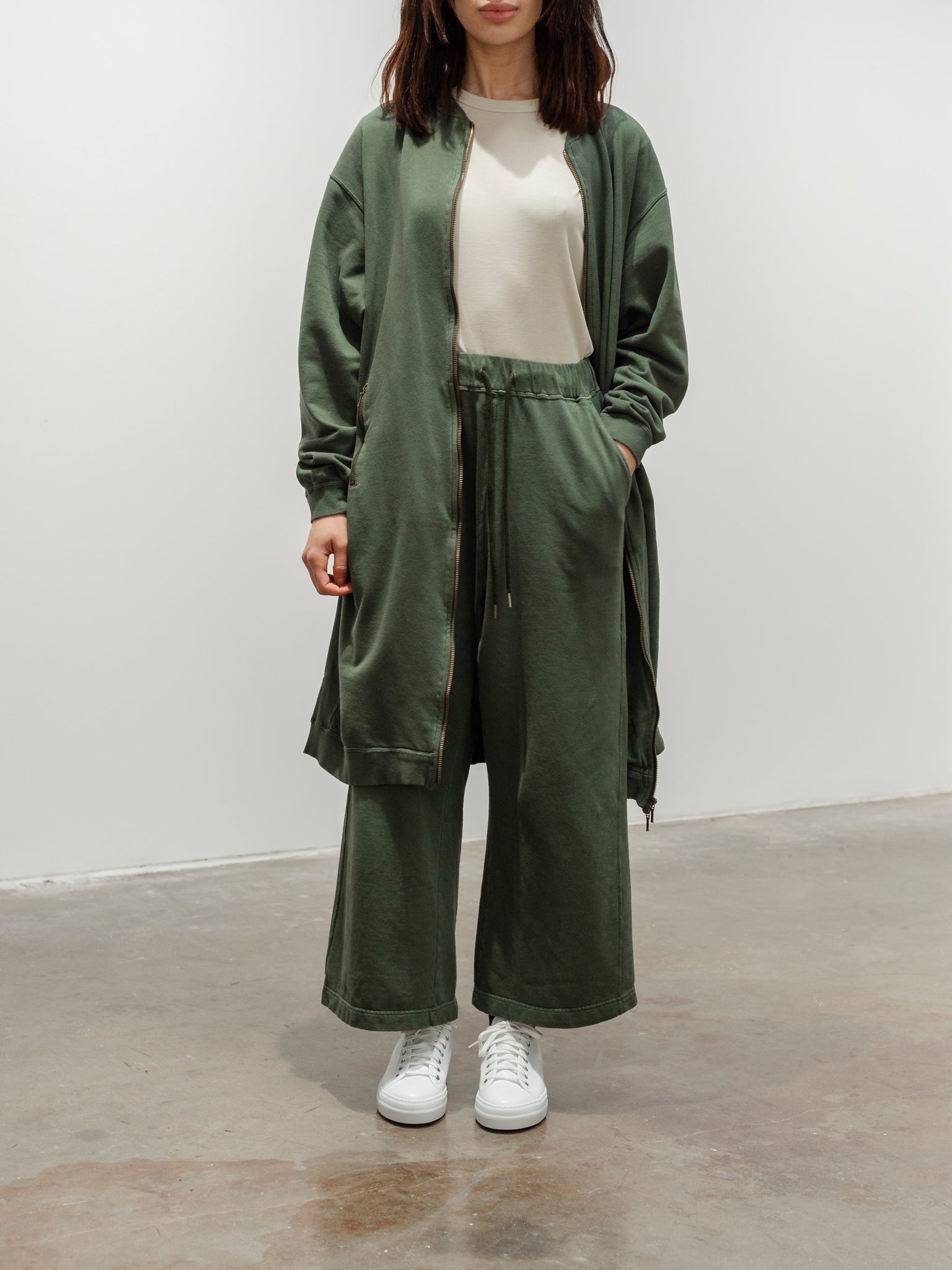 Namu Shop - Ichi Antiquites Pigment French Terry Long Zip Blouson - Green