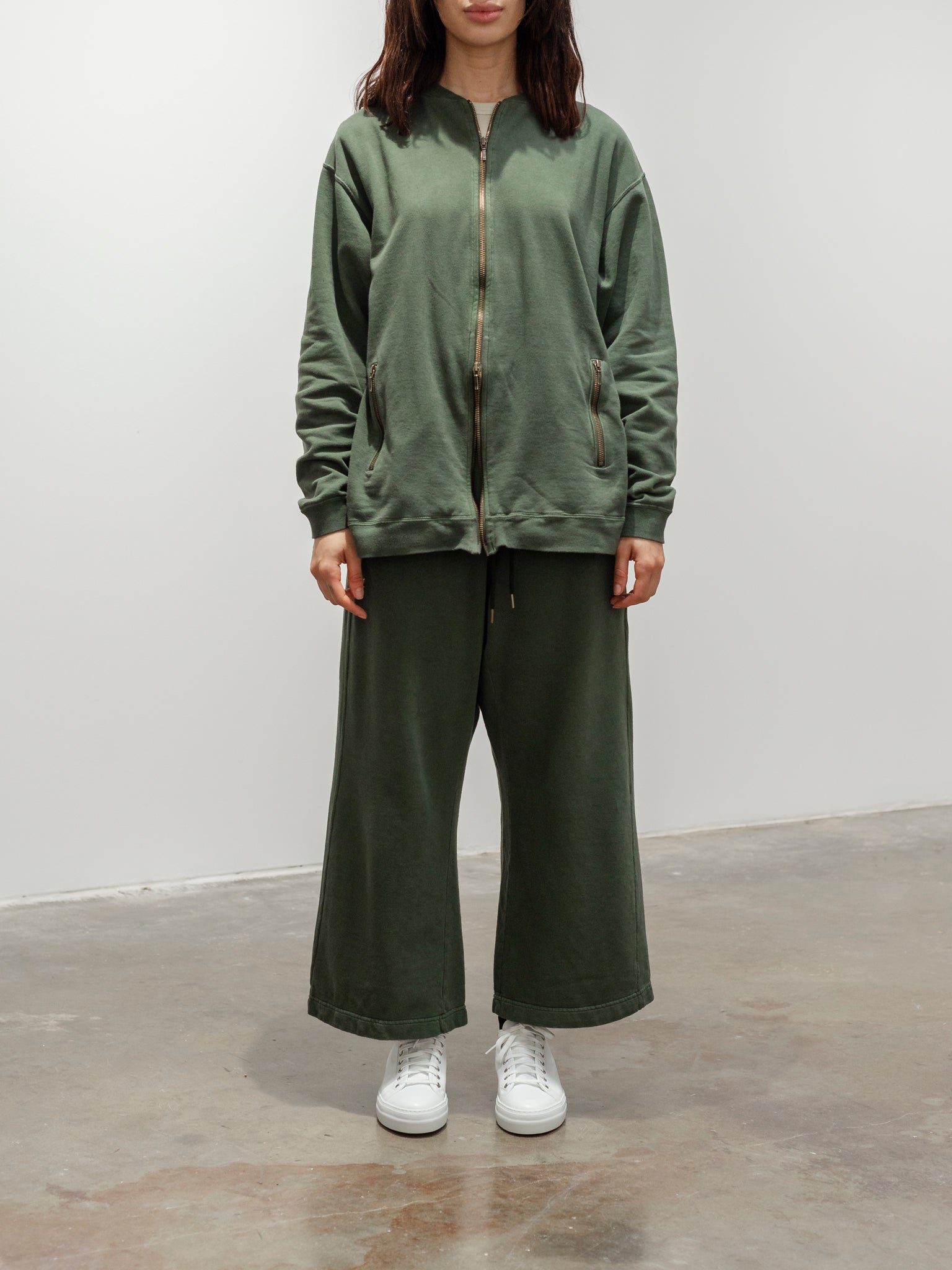 Namu Shop - Ichi Antiquites Pigment French Terry Zip Blouson - Green