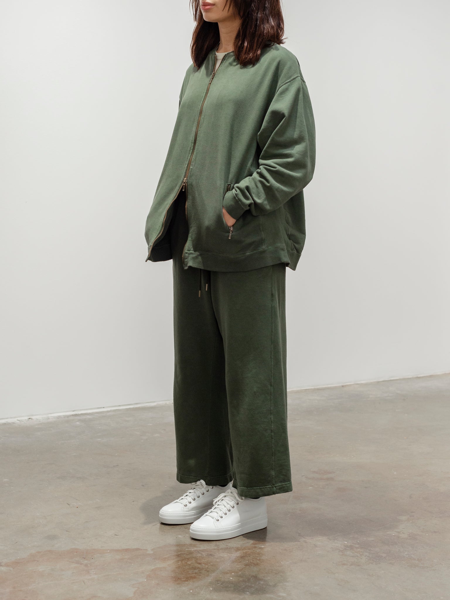 Namu Shop - Ichi Antiquites Pigment French Terry Zip Blouson - Green