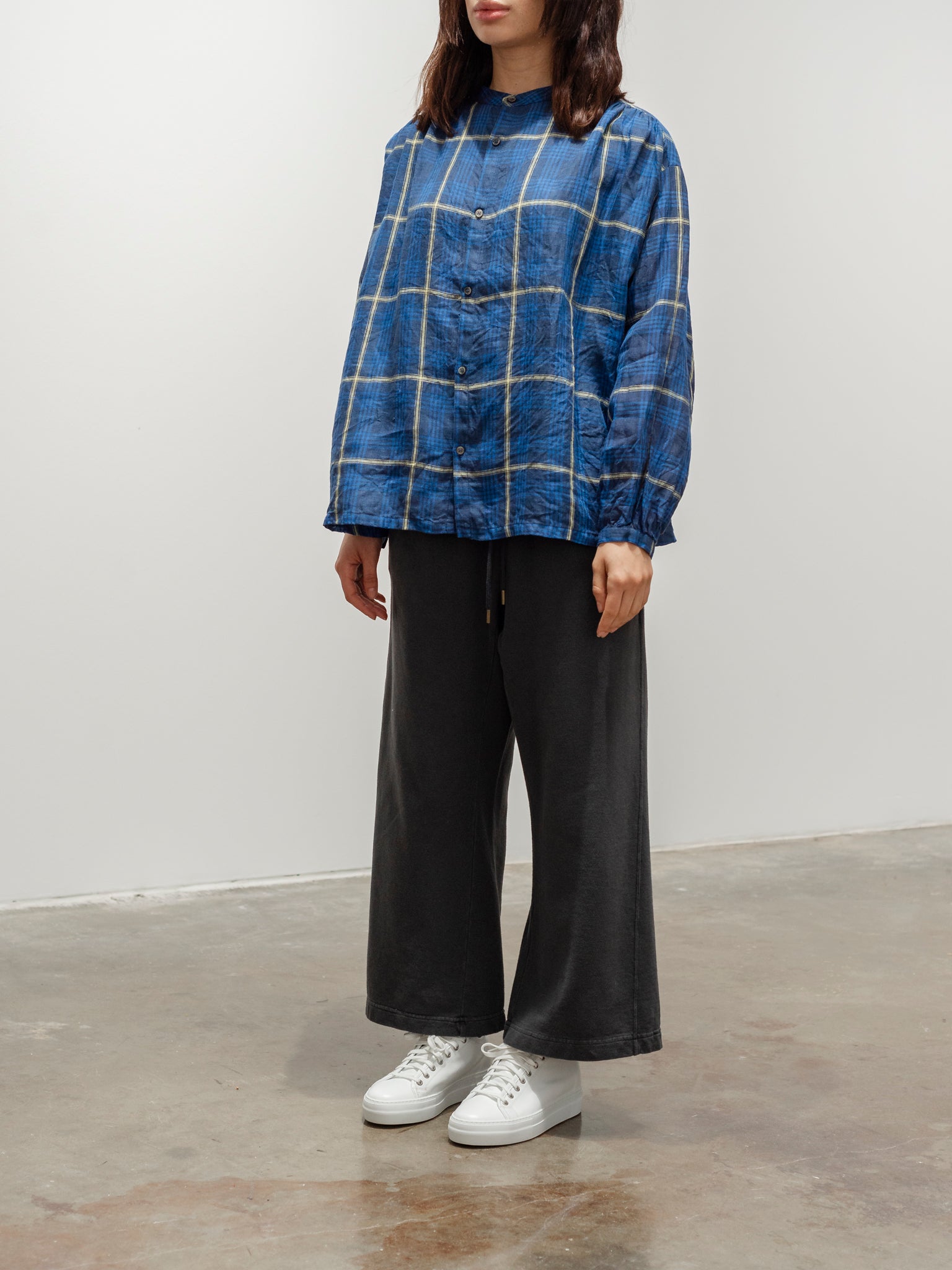 Namu Shop - Ichi Antiquites Linen Check Shirt - Blue