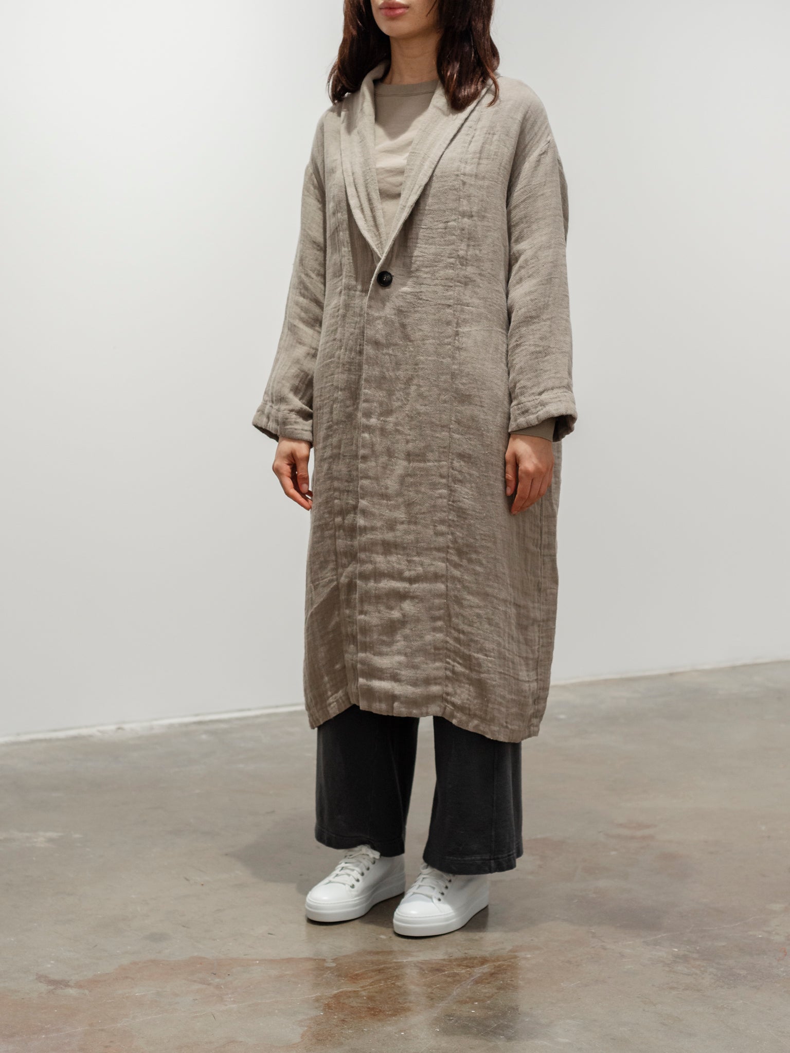 Namu Shop - Ichi Antiquites Linen Dobby AZUMADAKI Robe - Mocha Beige