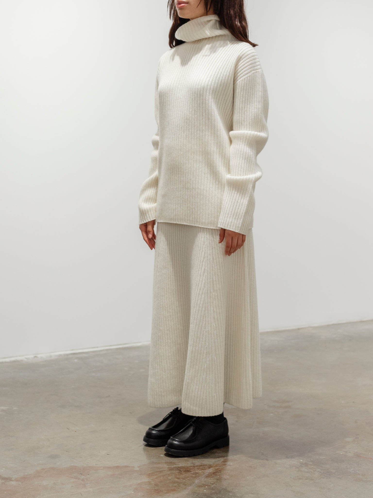Namu Shop - Ichi Antiquites Ribbed Knit Turtleneck Pullover - White