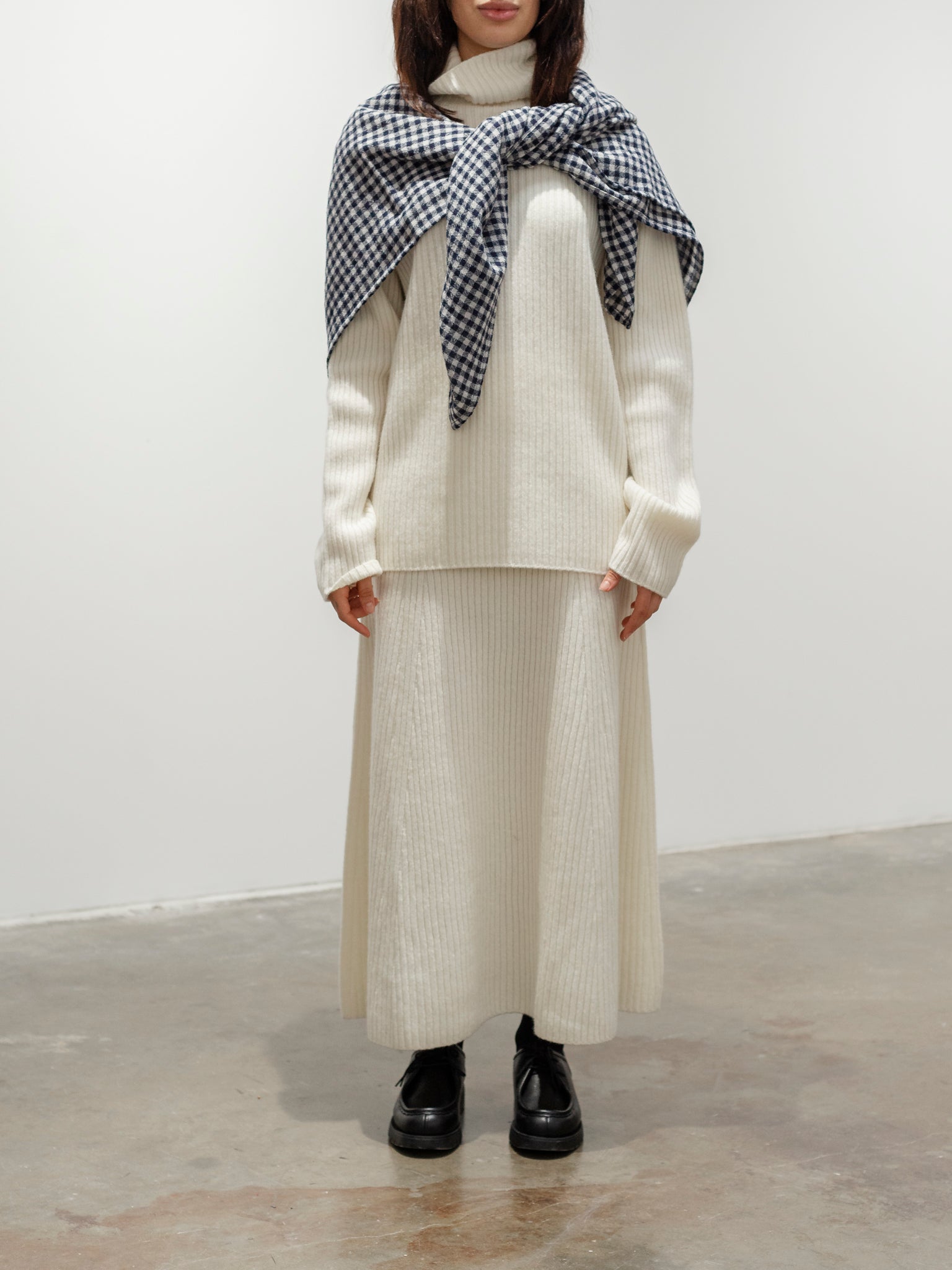 Namu Shop - Ichi Antiquites Ribbed Knit Turtleneck Pullover - White