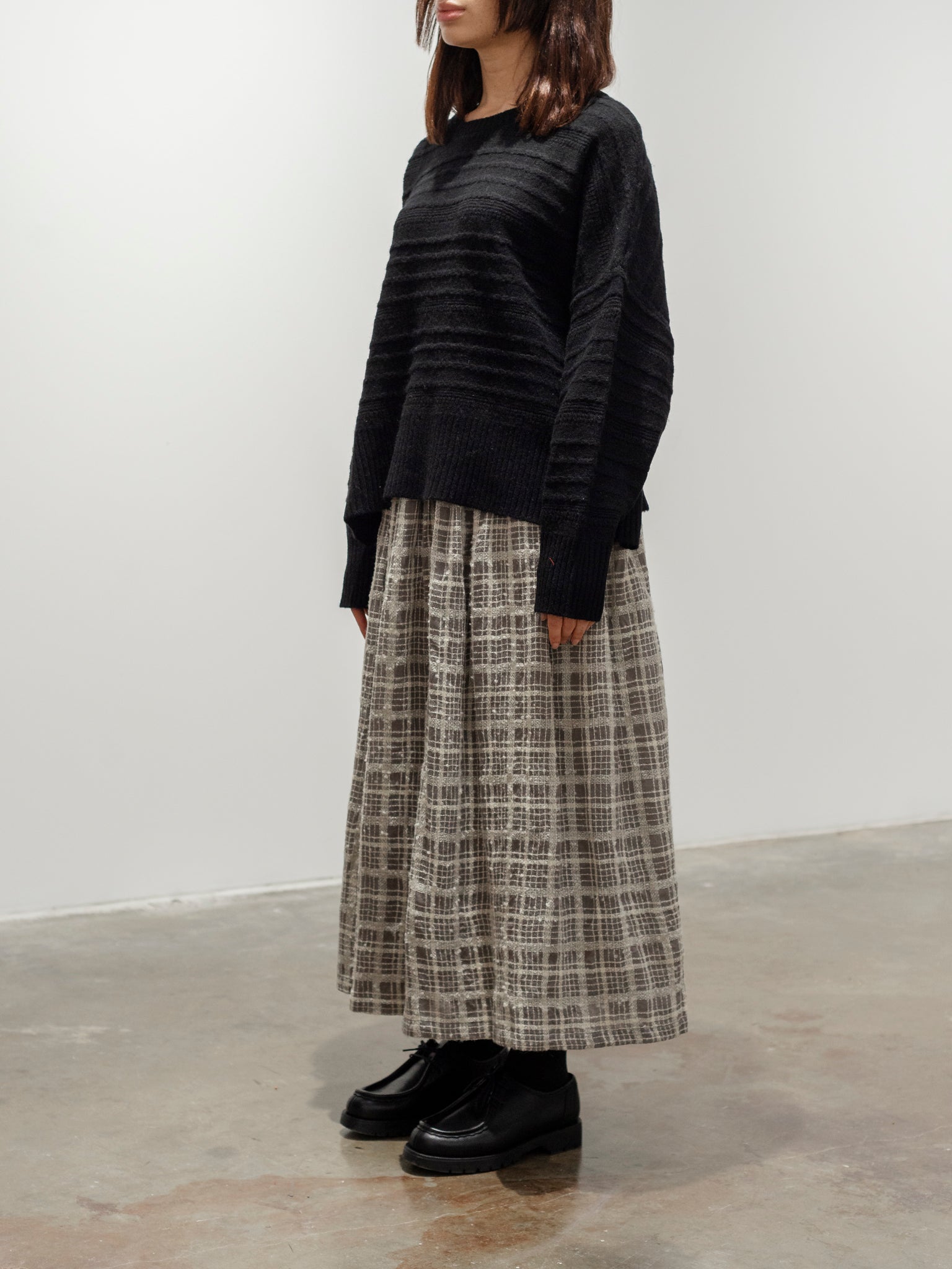 Namu Shop - Ichi Antiquites Wool Check Skirt - Mocha