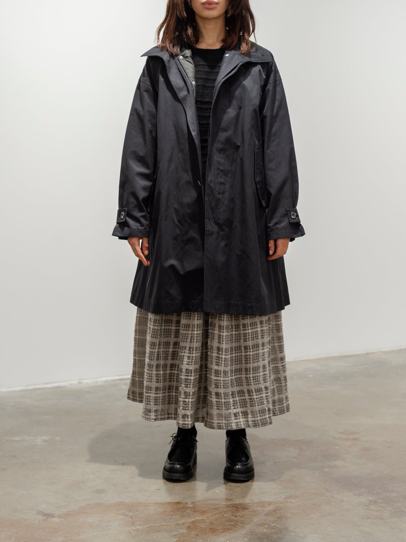 Namu Shop - Ichi Antiquites Wool Check Skirt - Mocha