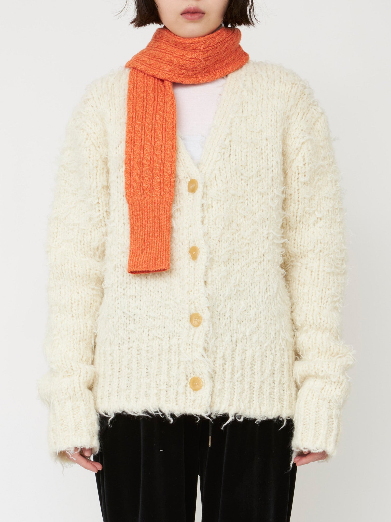 Namu Shop - Babaco Cashmere Cable Small Muffler - Orange Melange
