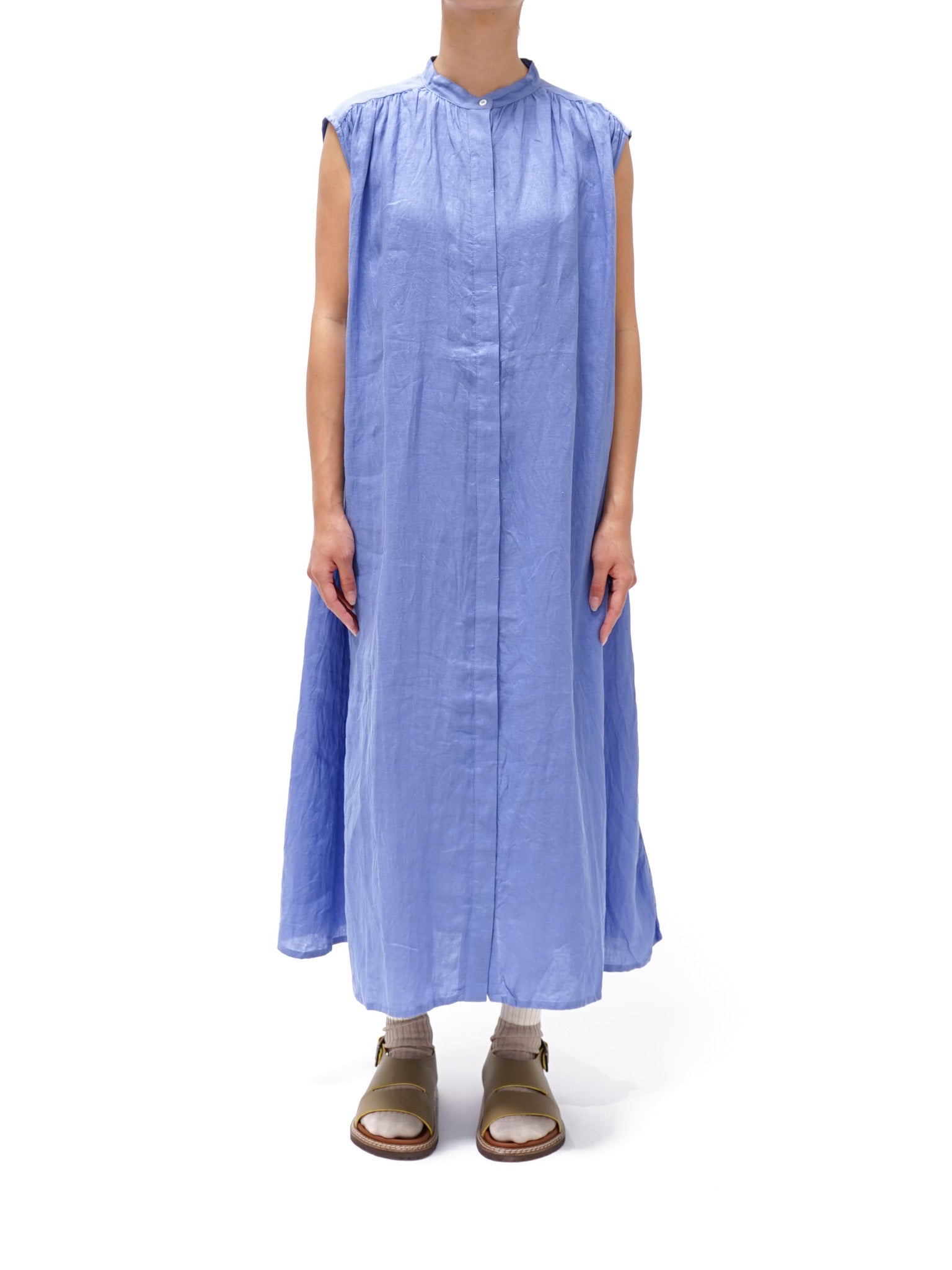 Namu Shop - ICHI Linen Canvas Sleeveless BD Dress - Blue