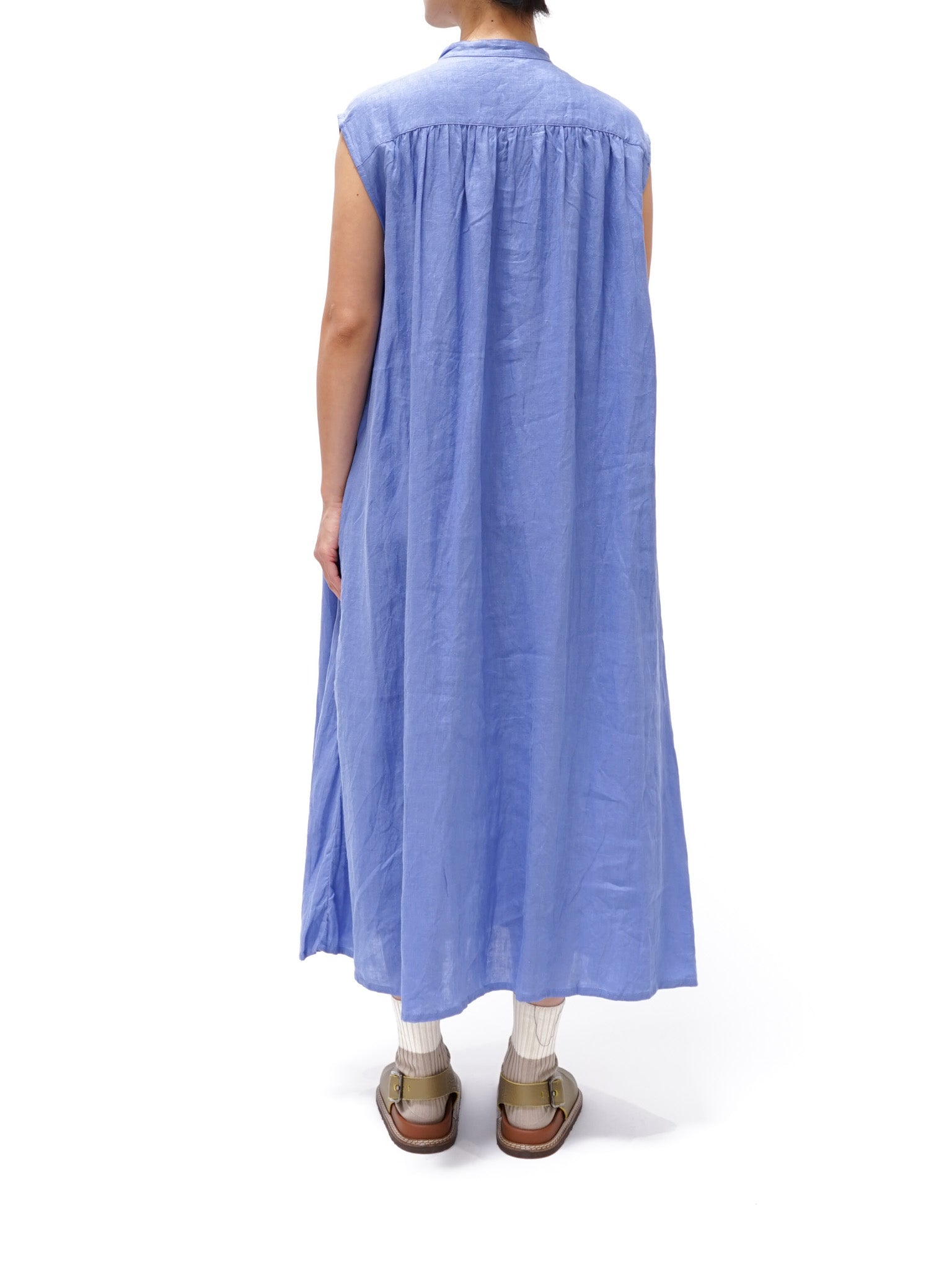 Namu Shop - ICHI Linen Canvas Sleeveless BD Dress - Blue