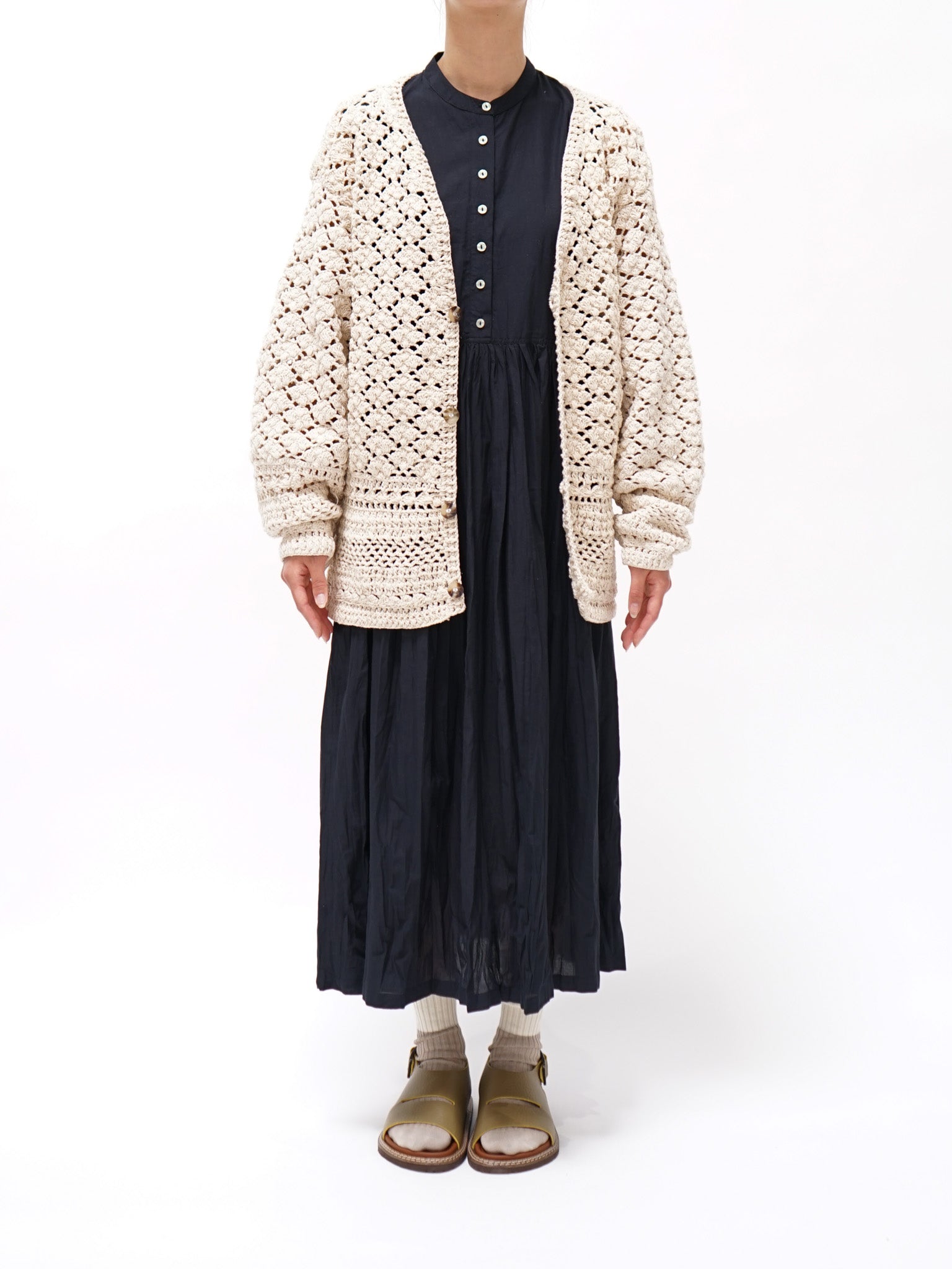 Namu Shop - Niche MacMahon Knitting Mills Crochet Cardigan - Natural