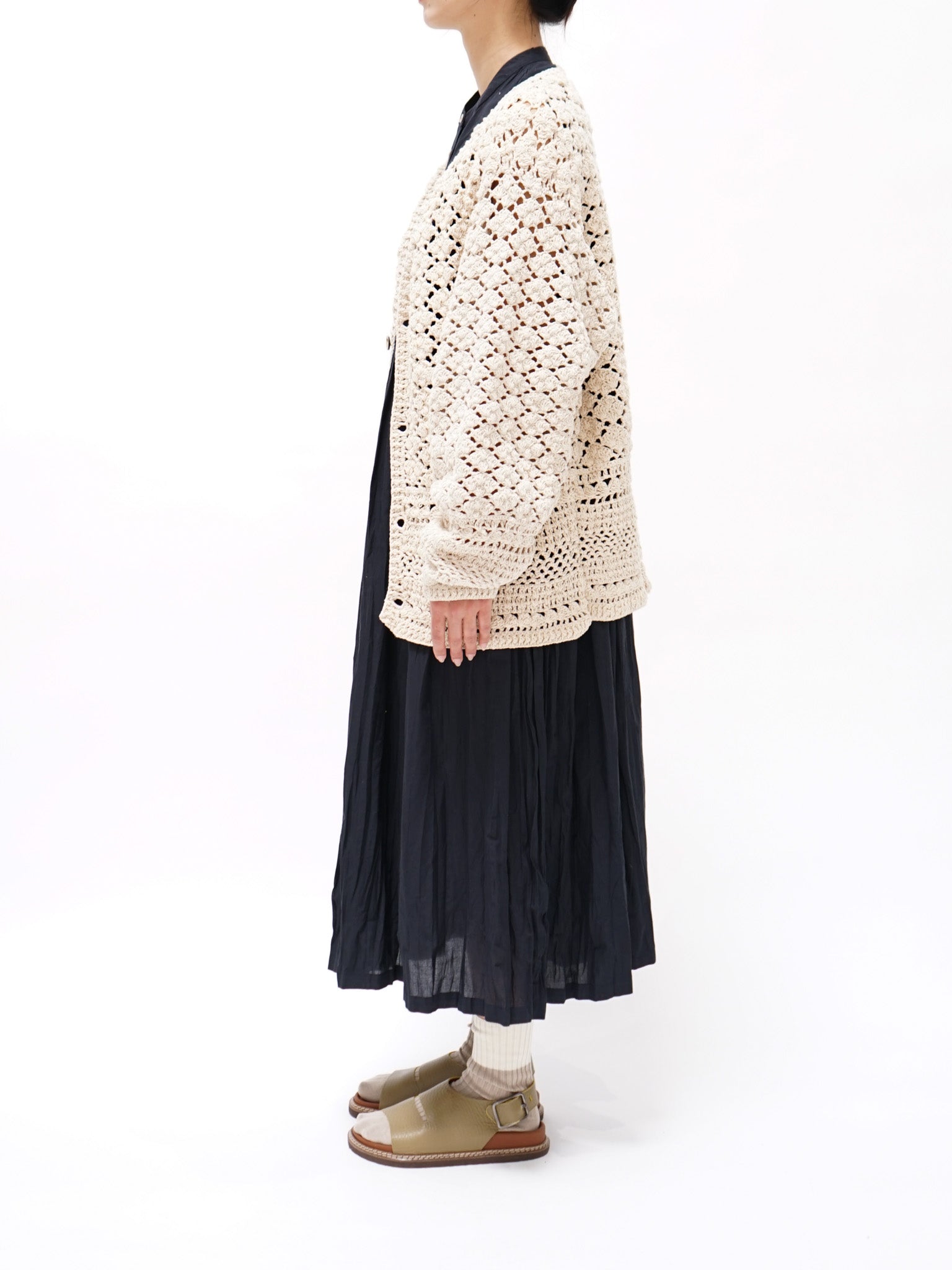 Namu Shop - Niche MacMahon Knitting Mills Crochet Cardigan - Natural
