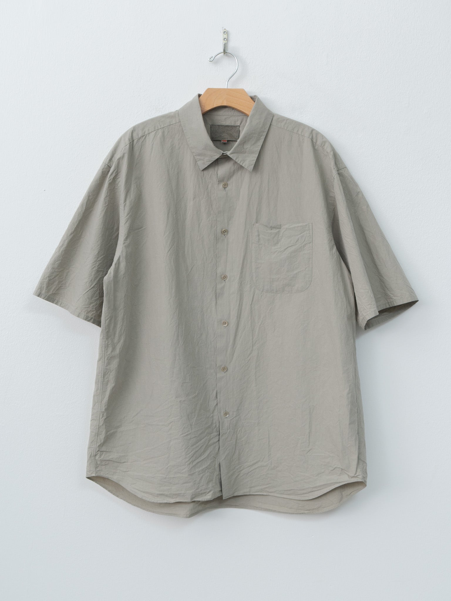 Namu Shop - Yoko Sakamoto Natural Garment Dyed Regular Collar S/S Shirt - Mugwort
