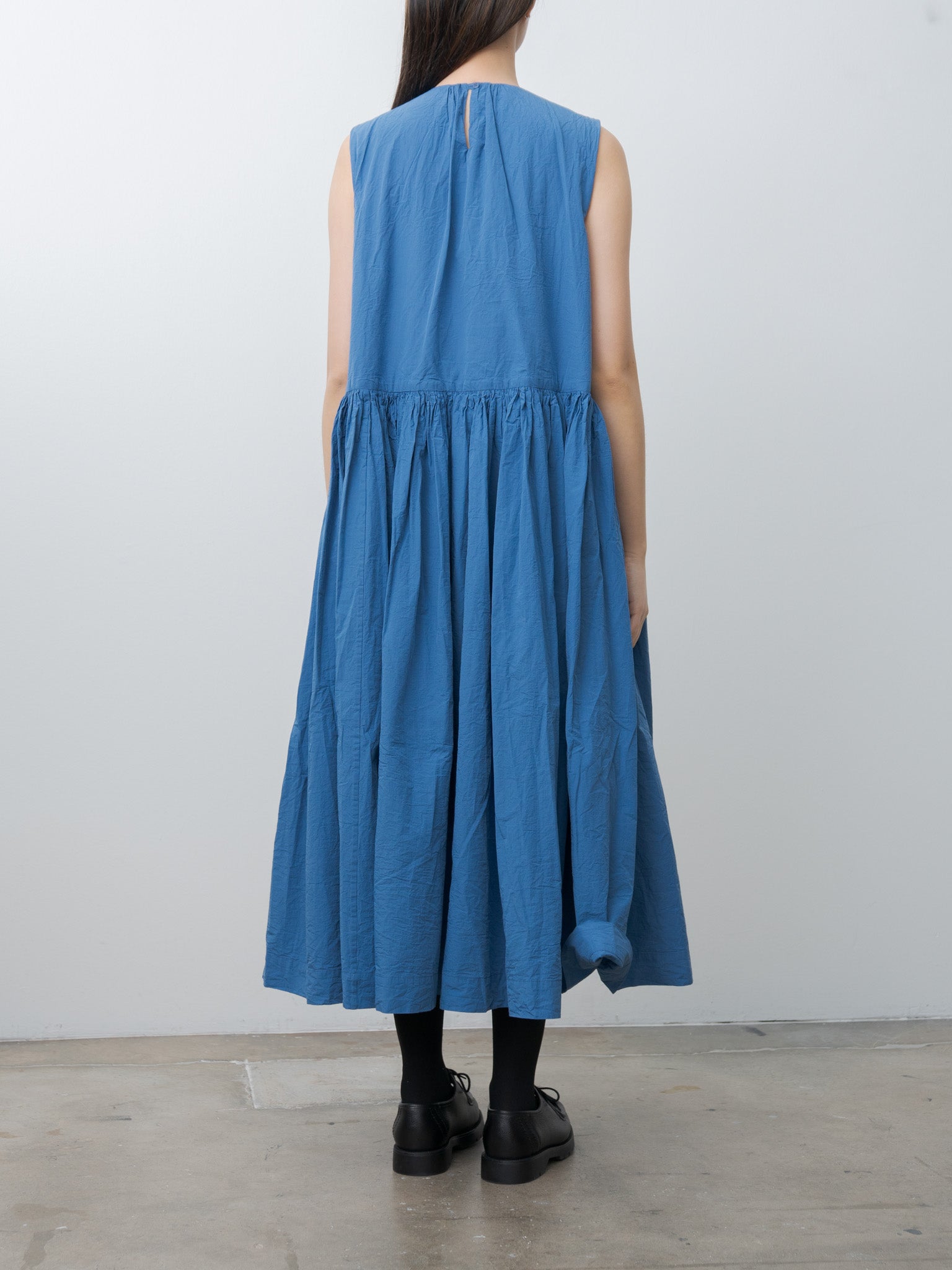 Namu Shop - Casey Casey Pomme Ruche Dress CHALK POPLIN - Medium Blue