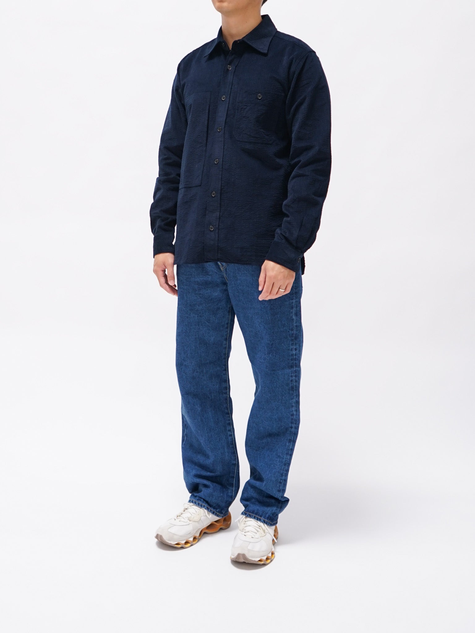 Namu Shop - ts(s) Cotton Ripple Corduroy Work Shirt - Navy