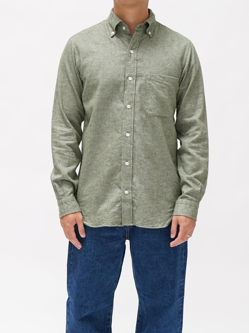 Namu Shop - ts(s) Chambray Cotton Flannel BD Shirt - Green