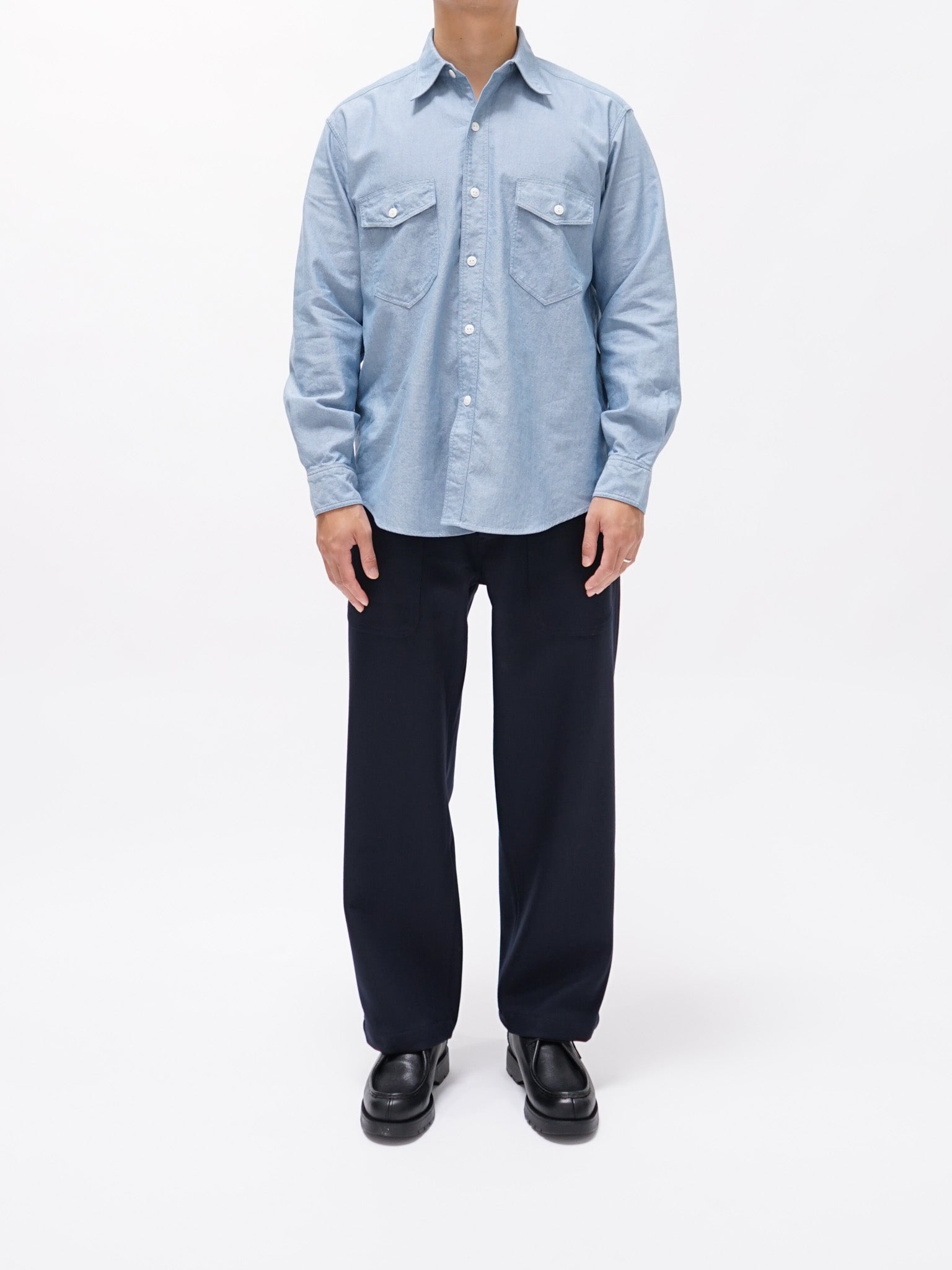 Namu Shop - Document English Cavalry Twill Layer Trousers - Dark Navy