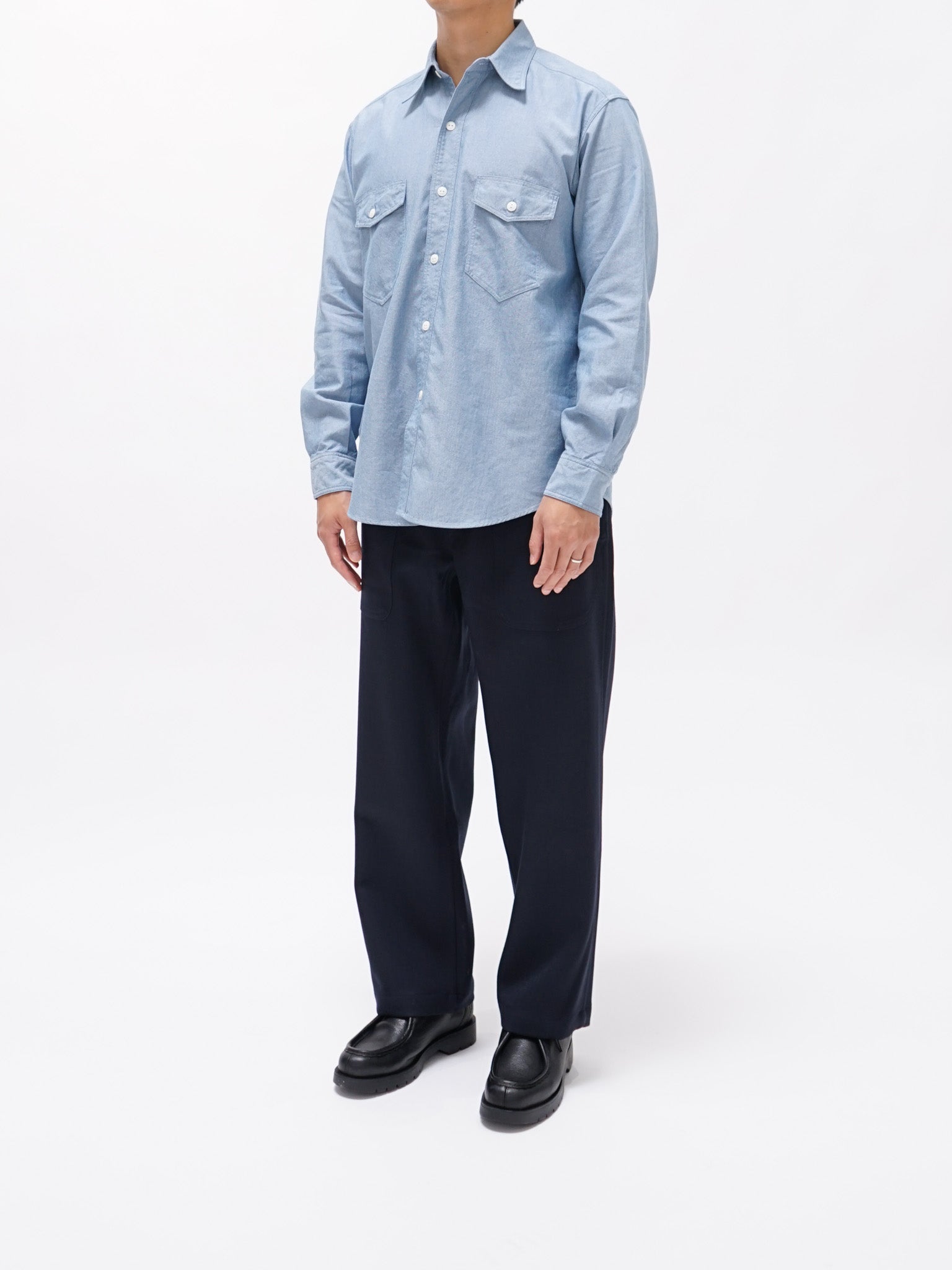 Namu Shop - Document English Cavalry Twill Layer Trousers - Dark Navy