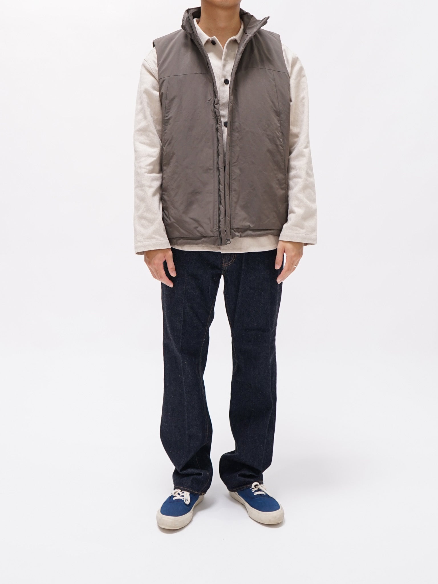 Namu Shop - Kaptain Sunshine P/N Suede Padding Over Vest - Black Olive