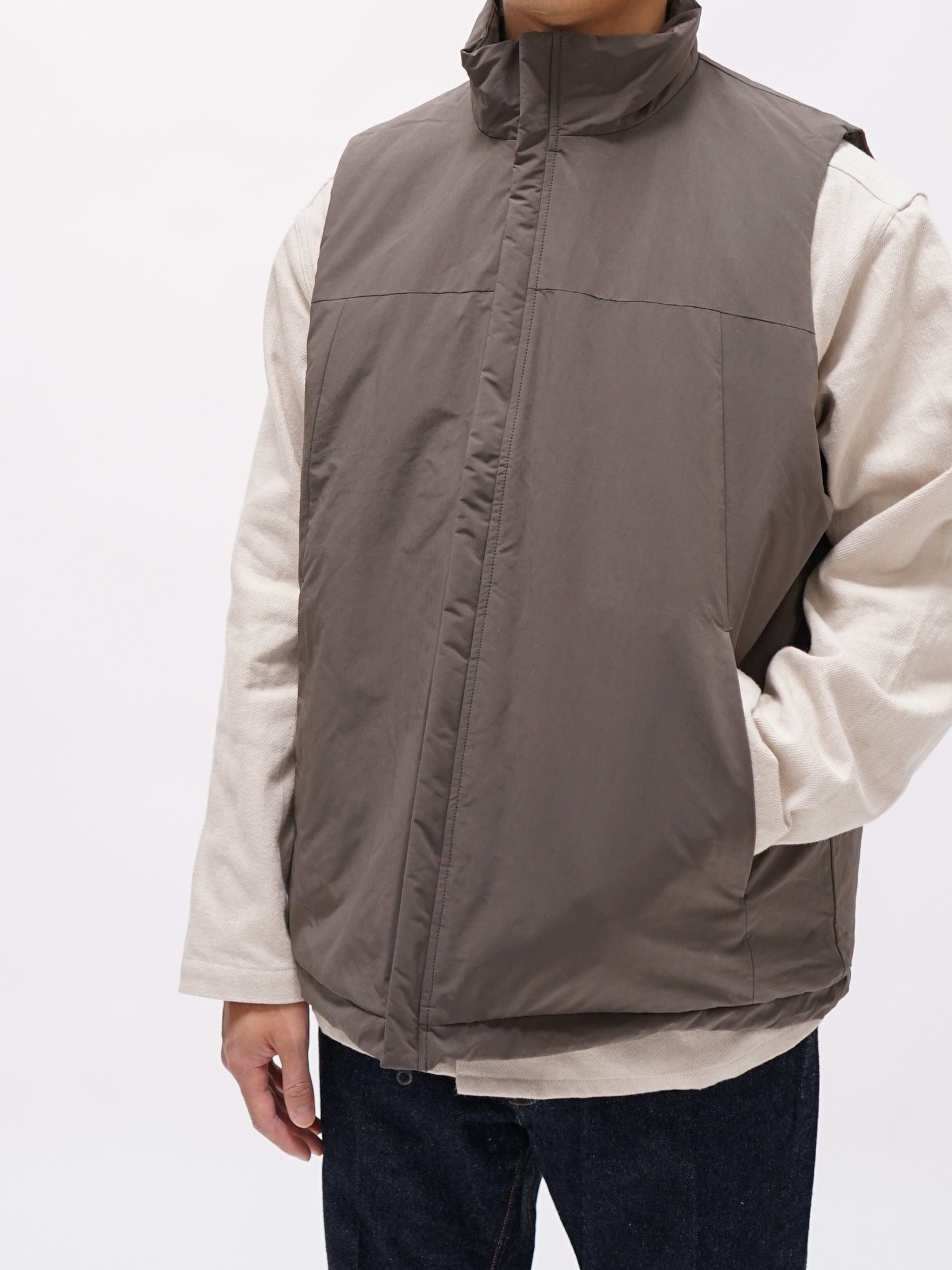 Namu Shop - Kaptain Sunshine P/N Suede Padding Over Vest - Black Olive