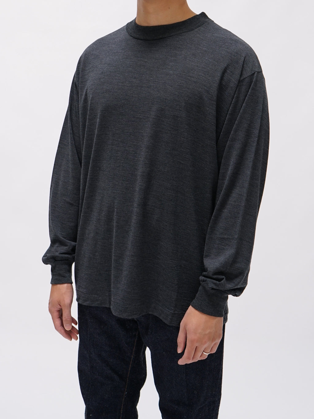 Namu Shop - Kaptain Sunshine Super Soft Washable Merino Tenjiku L/S Tee - Top Charcoal